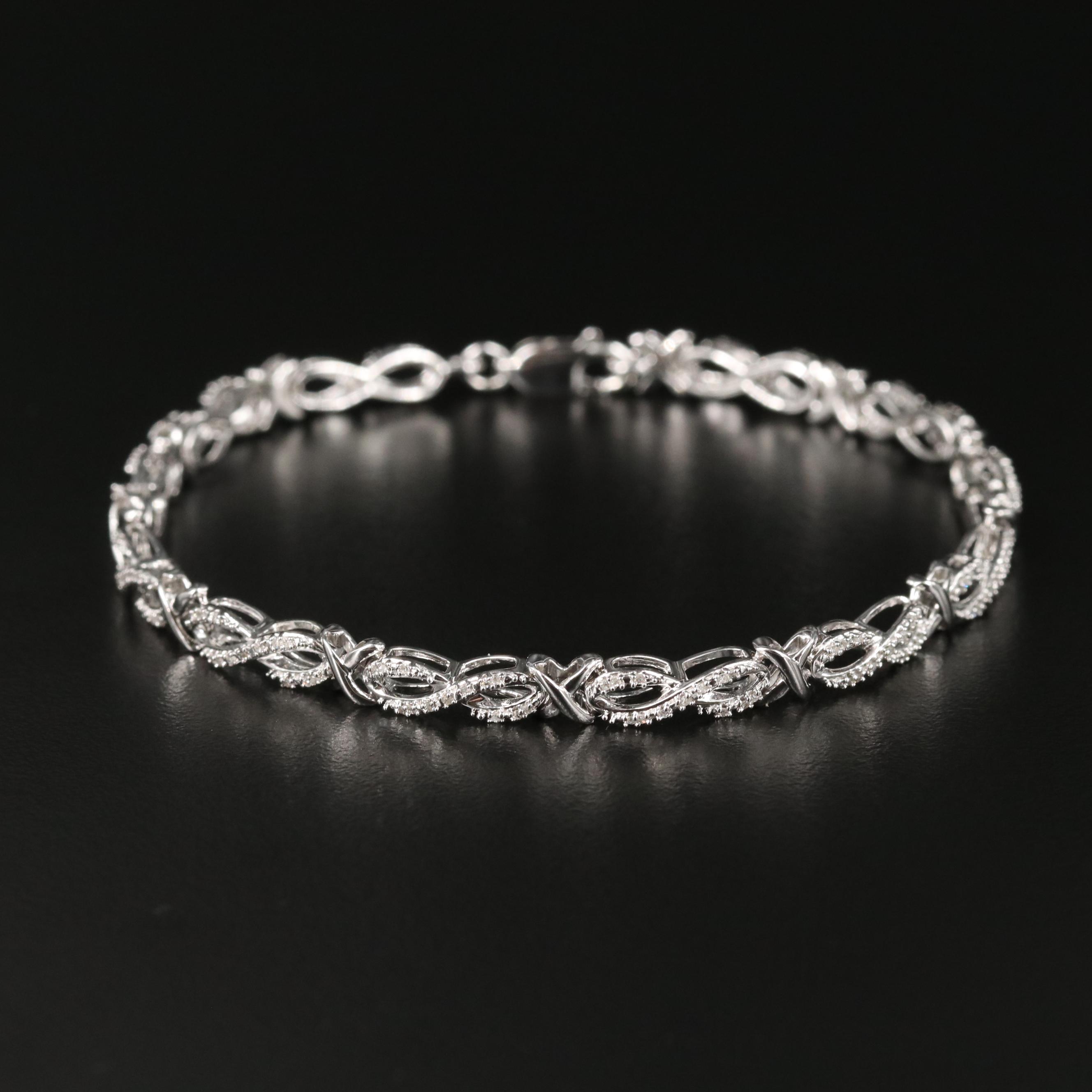 Sterling Diamond Infinity Link Bracelet