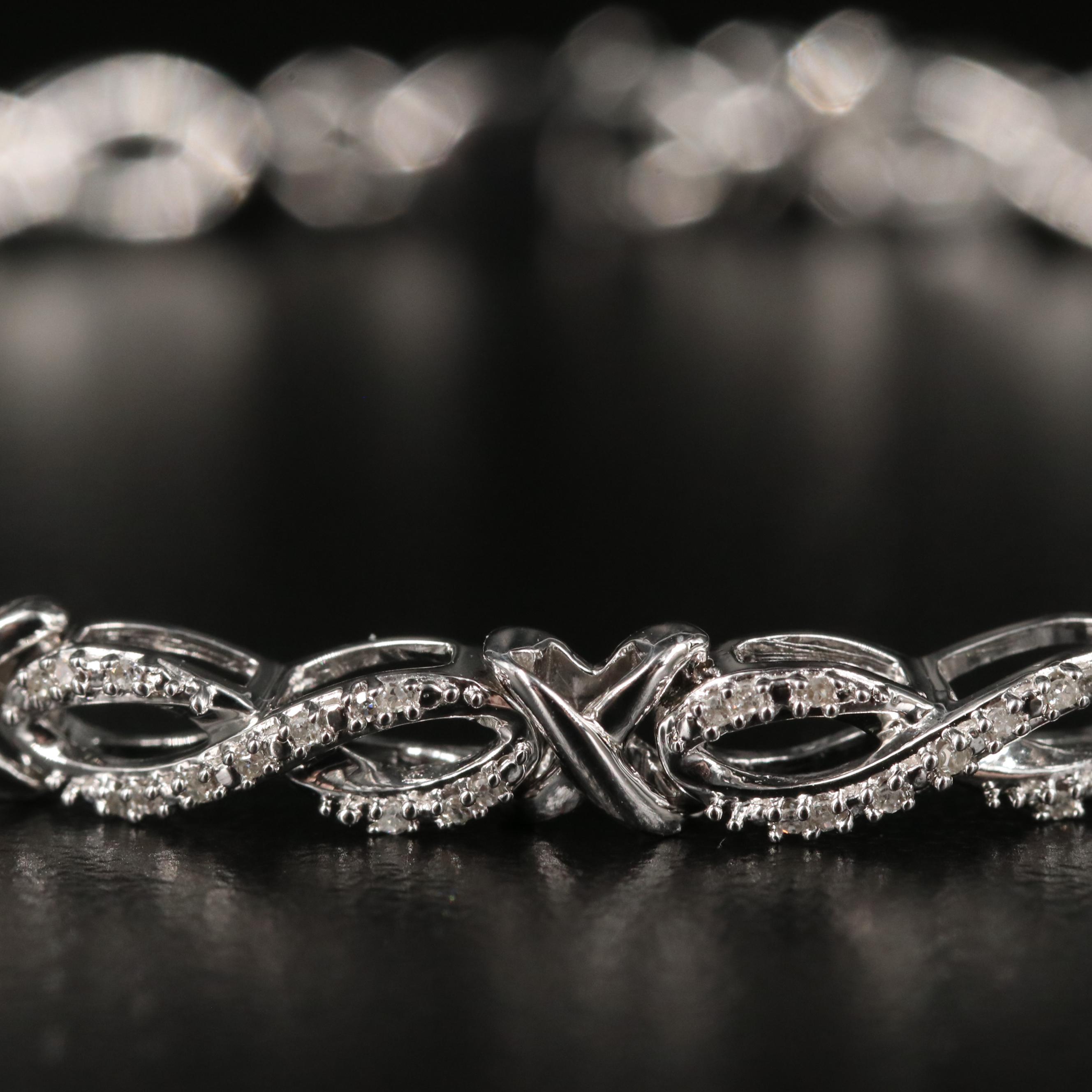 Sterling Diamond Infinity Link Bracelet