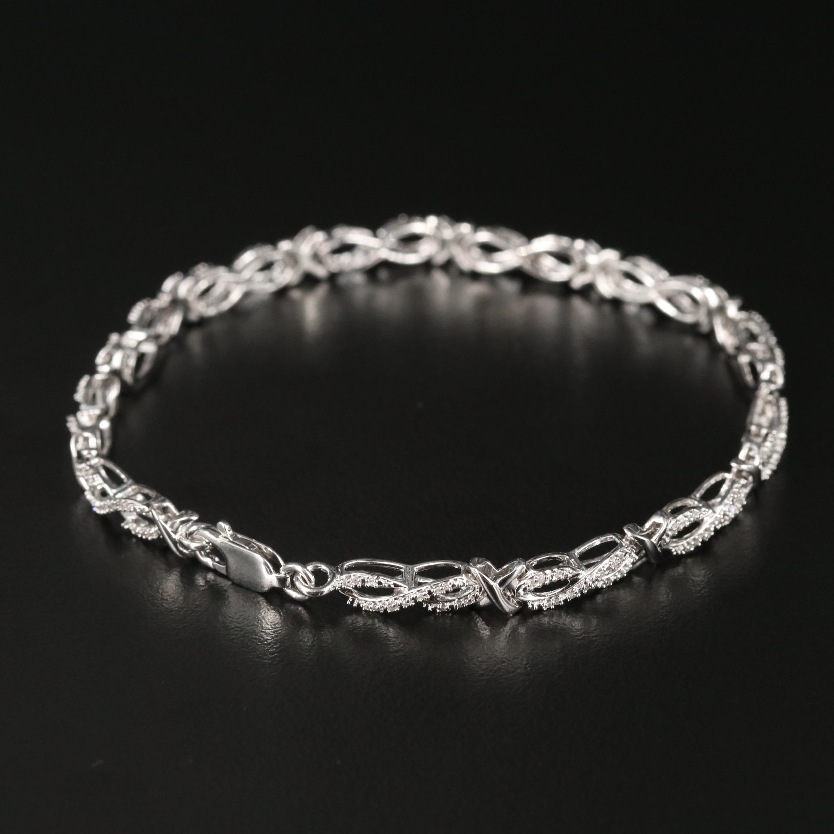 Sterling Diamond Infinity Link Bracelet