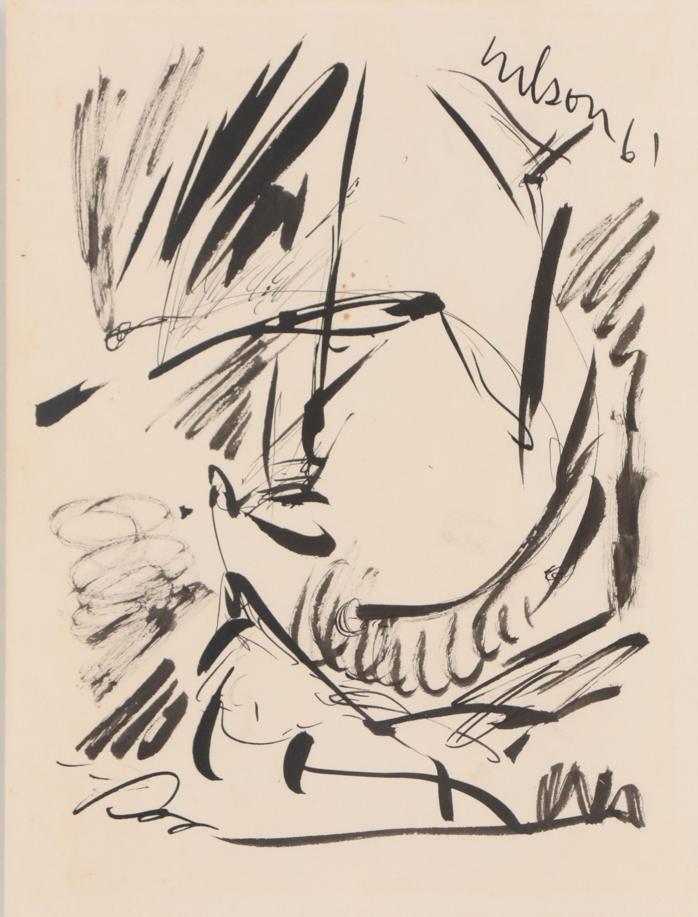 Harry Hilson Abstract Ink Painting, 1961