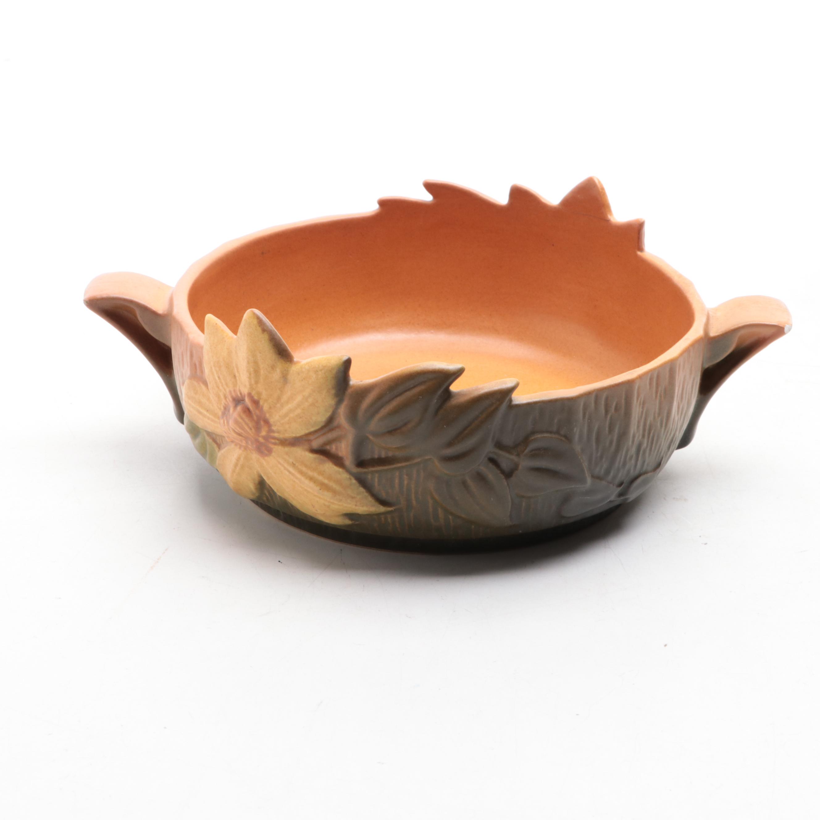 Roseville Pottery "Water Lily" Cornucopia Vase and Handled Planter, Mid-20th C.