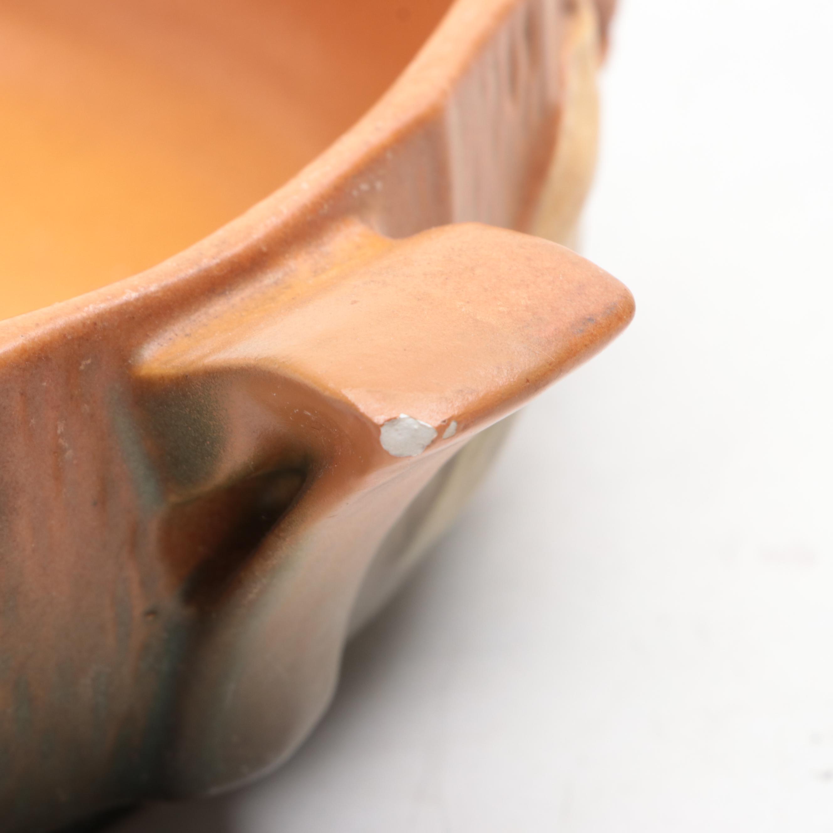 Roseville Pottery "Water Lily" Cornucopia Vase and Handled Planter, Mid-20th C.