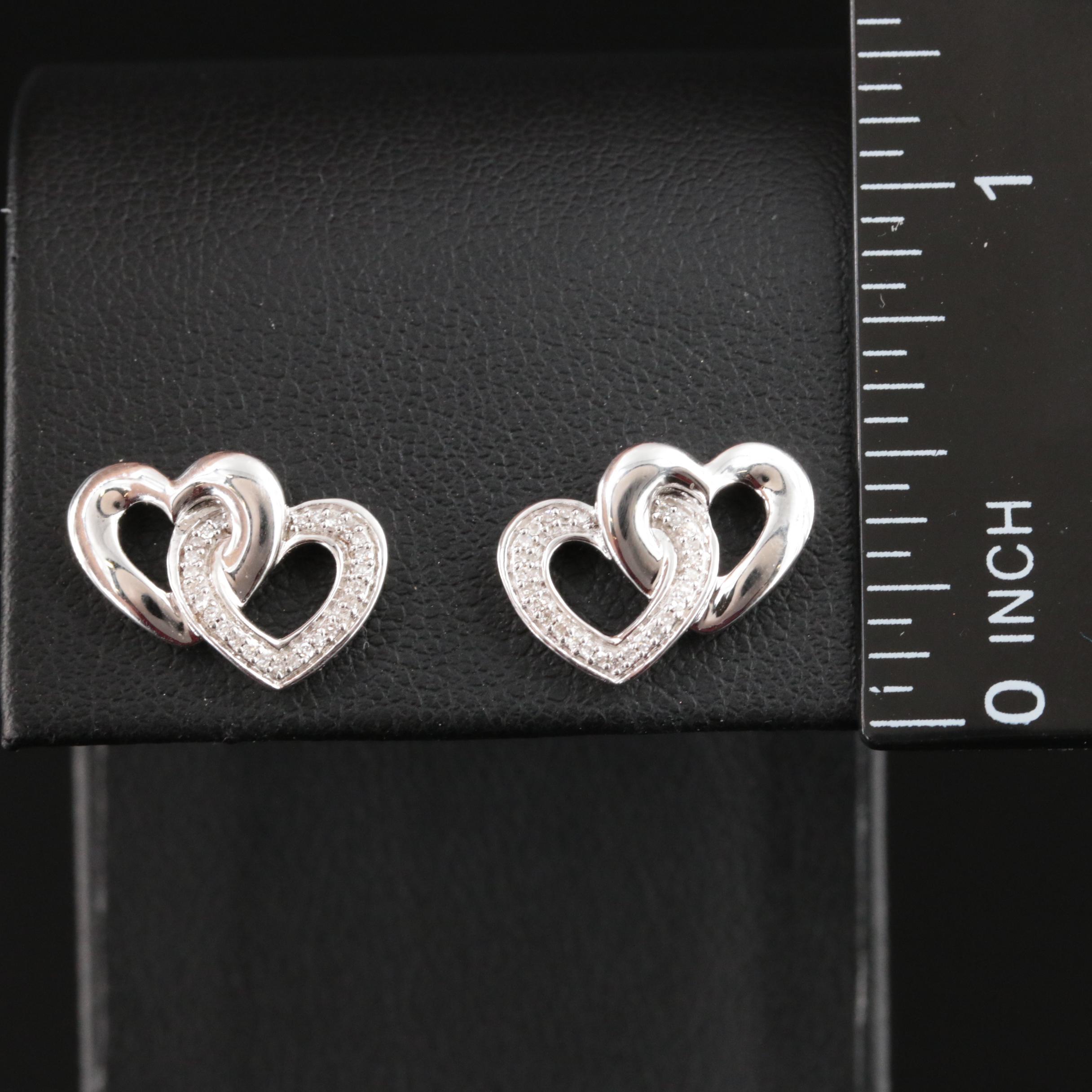 Sterling Diamond Interlocking Heart Earrings