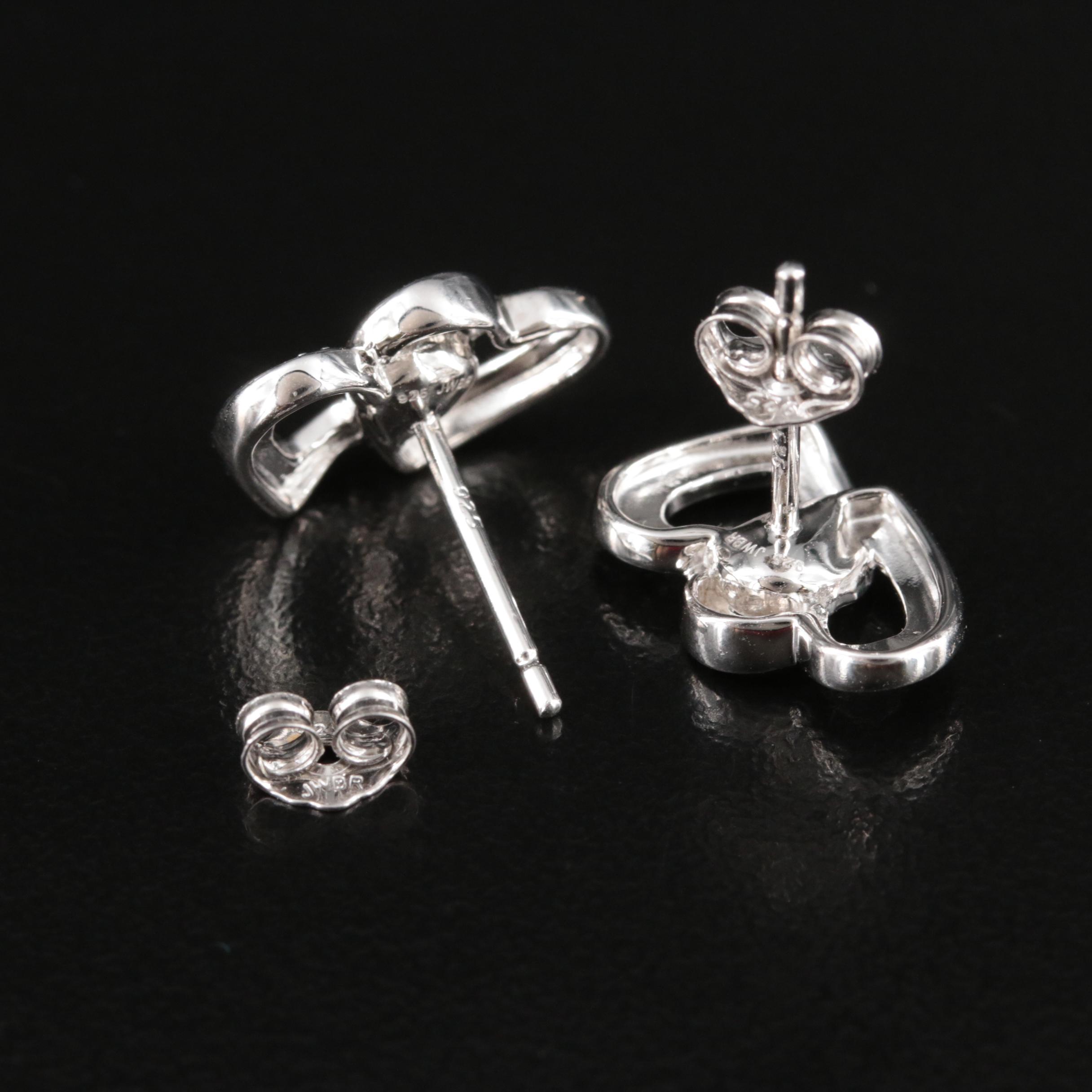 Sterling Diamond Interlocking Heart Earrings