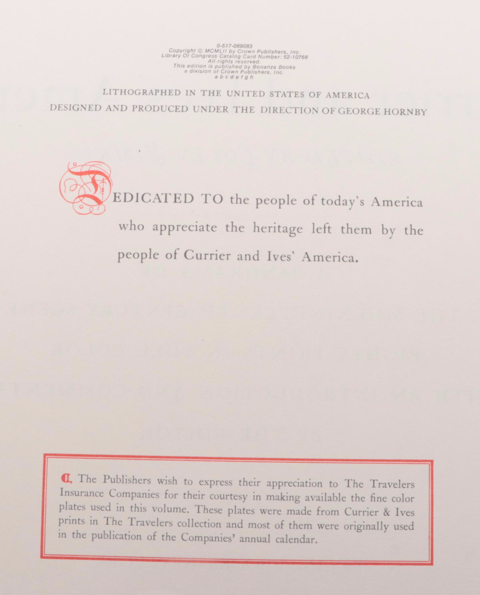 Illustrated "Currier and Ives' America" Edited by Colin Simkin, 1952