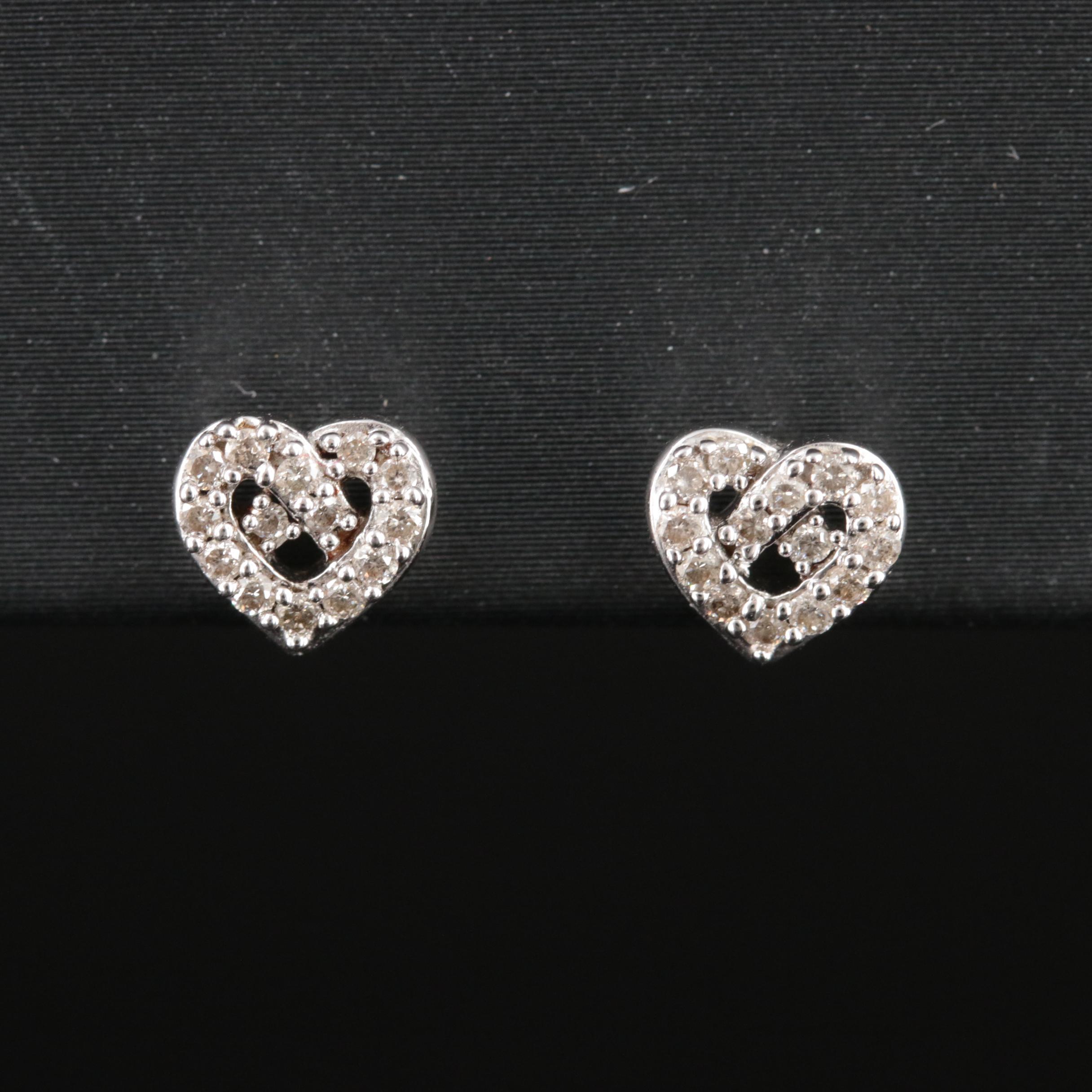 Sterling Diamond Heart Earrings