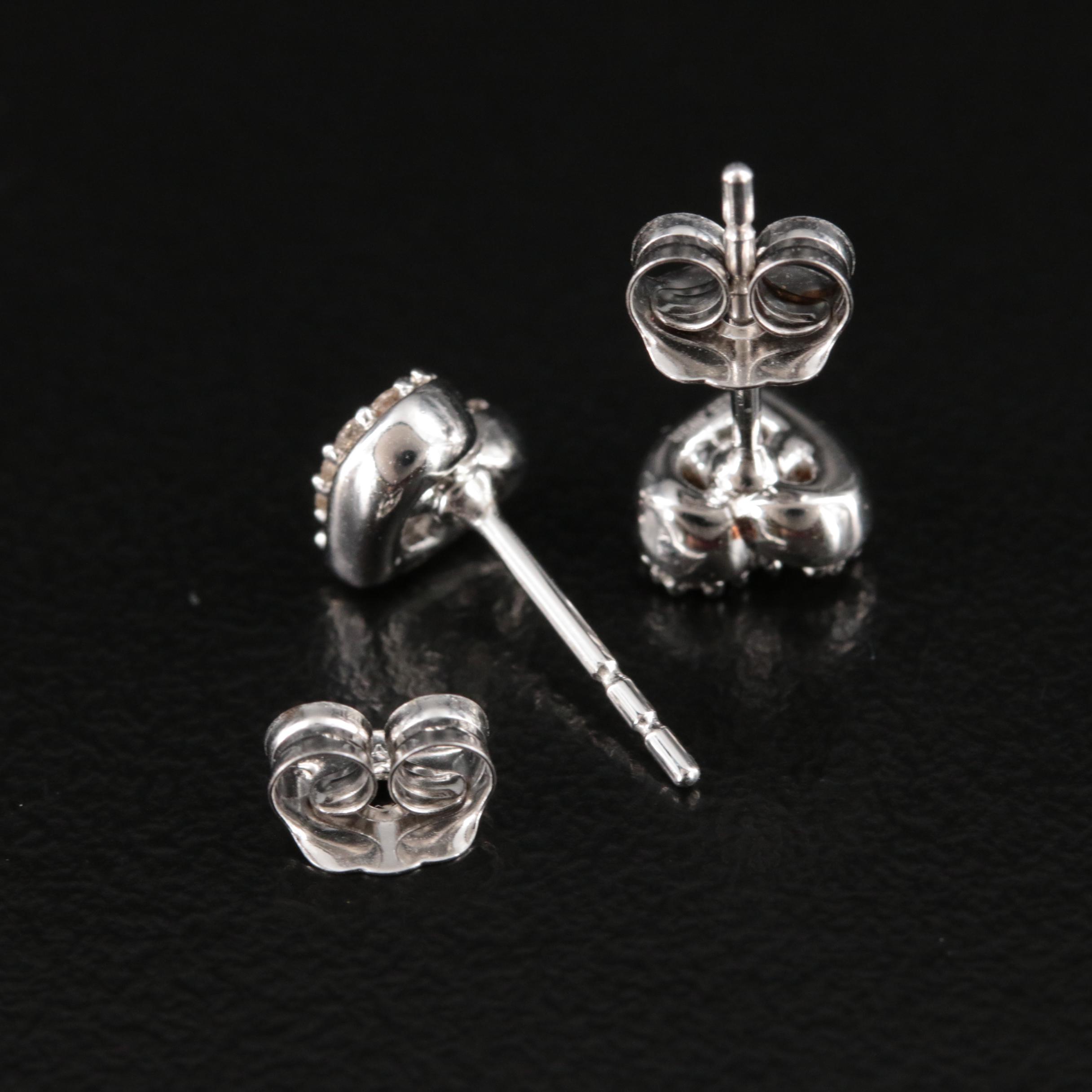 Sterling Diamond Heart Earrings