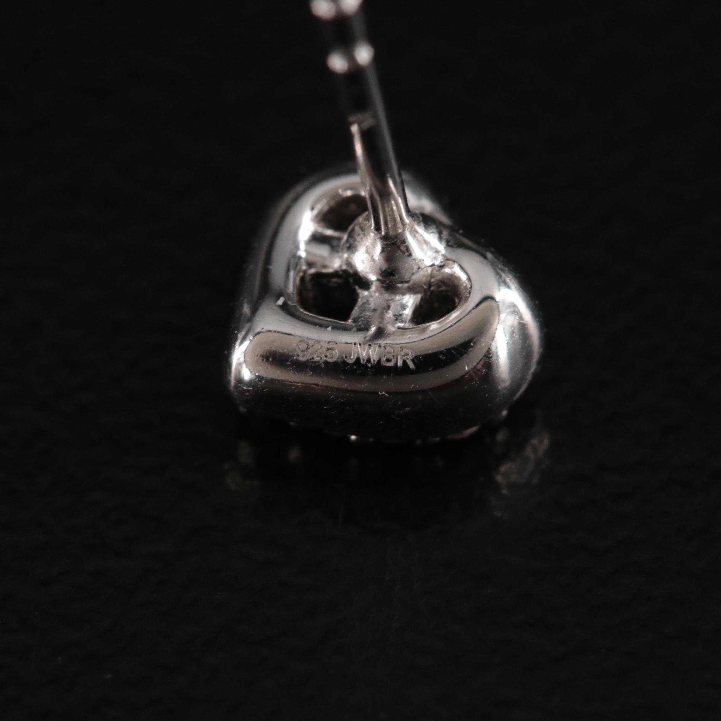 Sterling Diamond Heart Earrings