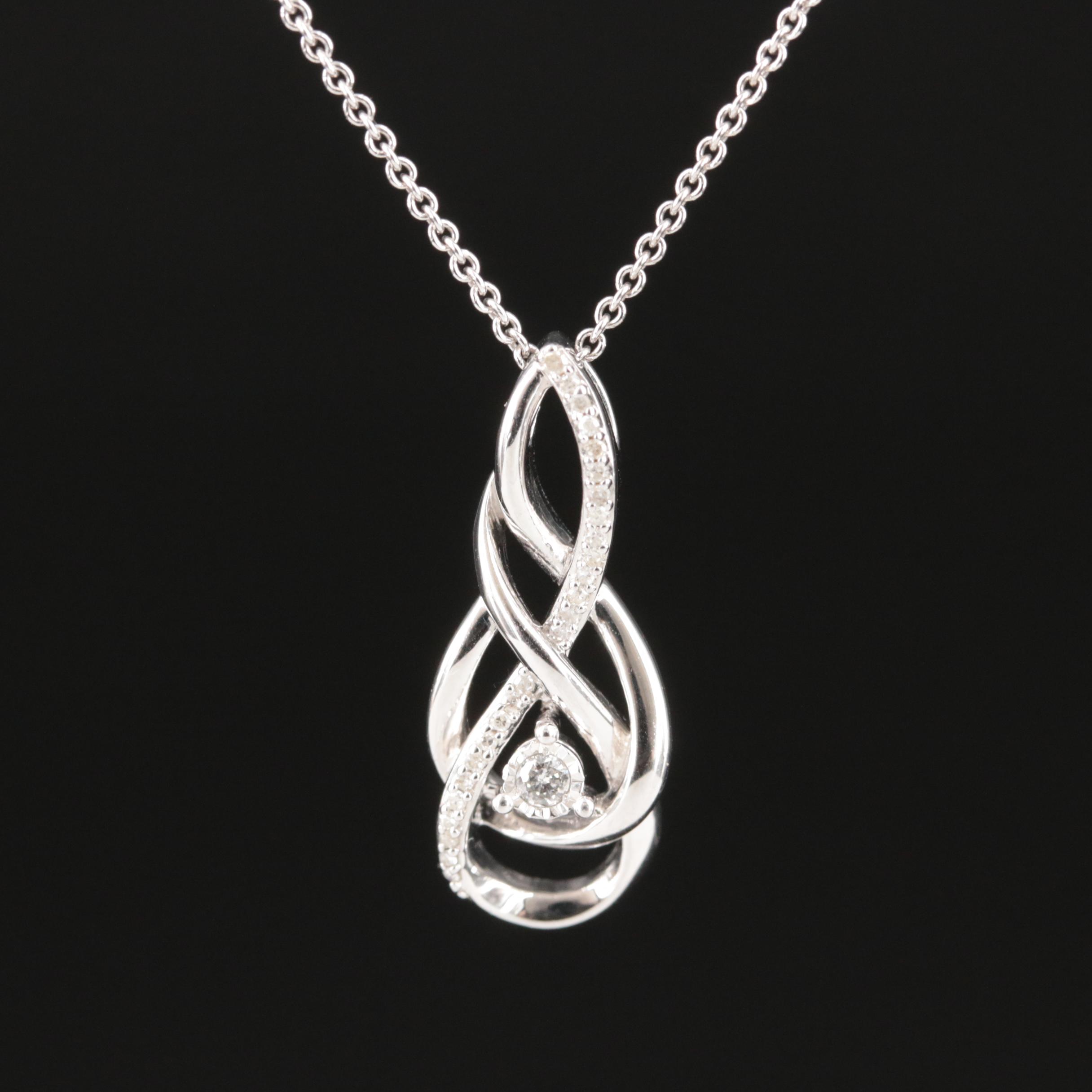 Sterling Diamond Swirl Pendant