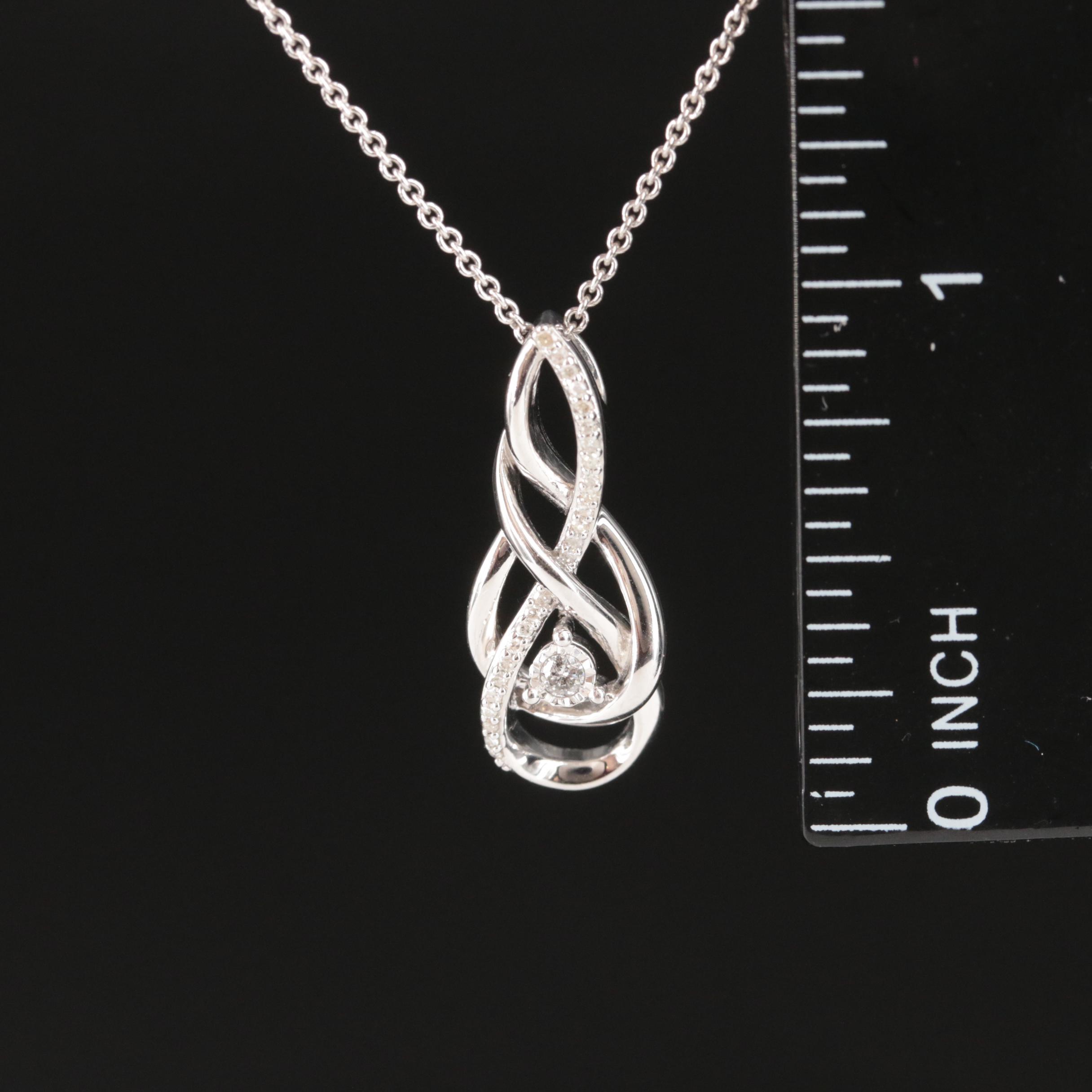 Sterling Diamond Swirl Pendant