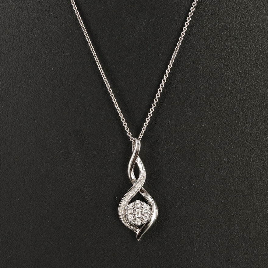 Sterling Diamond Infinity Pendant Necklace