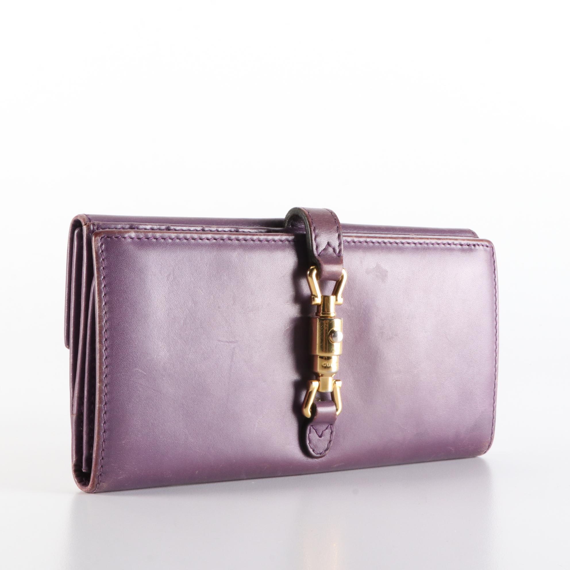 Gucci Jackie Piston Clasp Wallet in Leather with Box