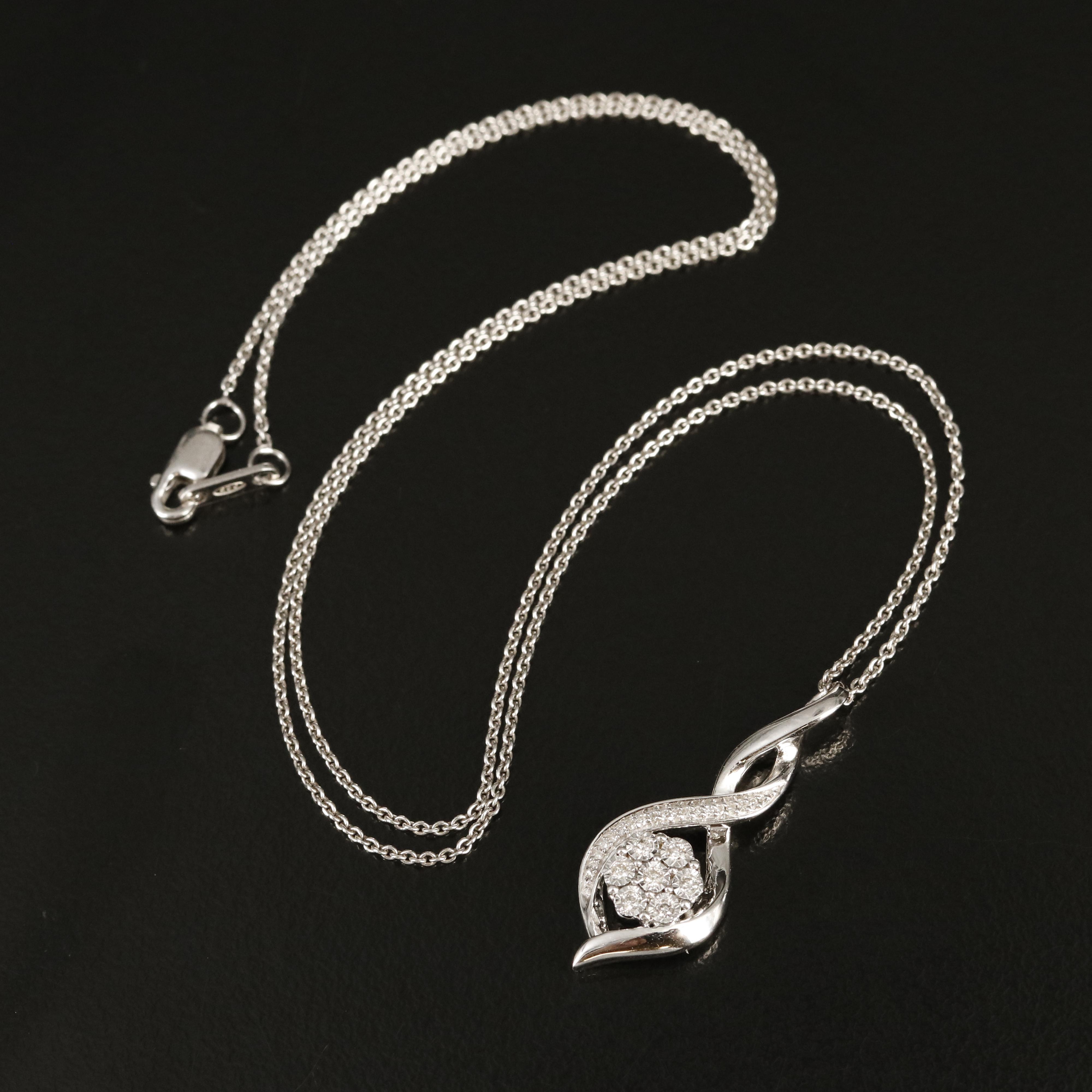 Sterling Diamond Infinity Pendant Necklace