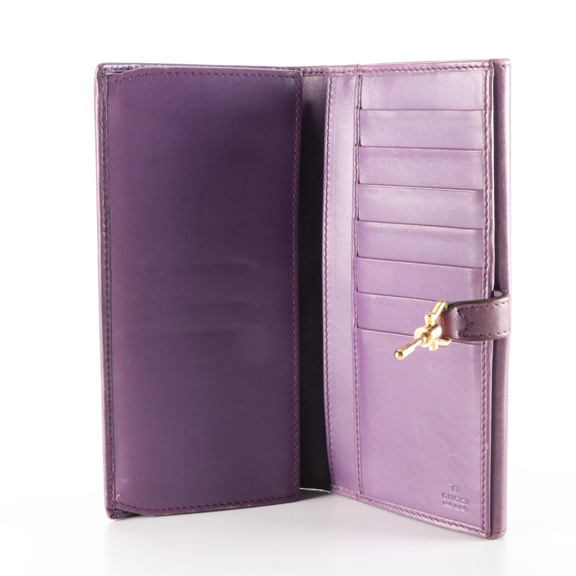 Gucci Jackie Piston Clasp Wallet in Leather with Box