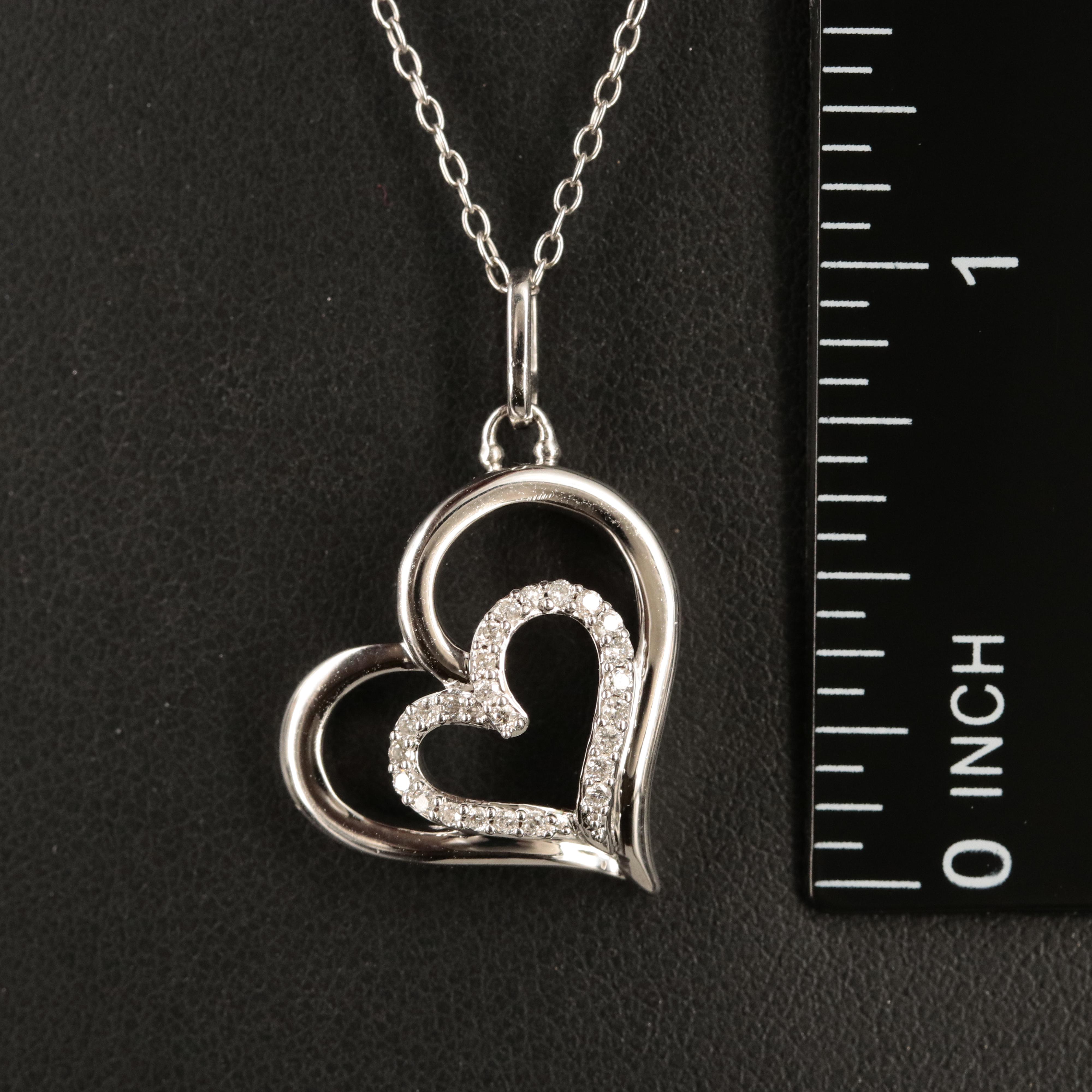 Hallmark Sterling Diamond Double Heart Pendant Necklace