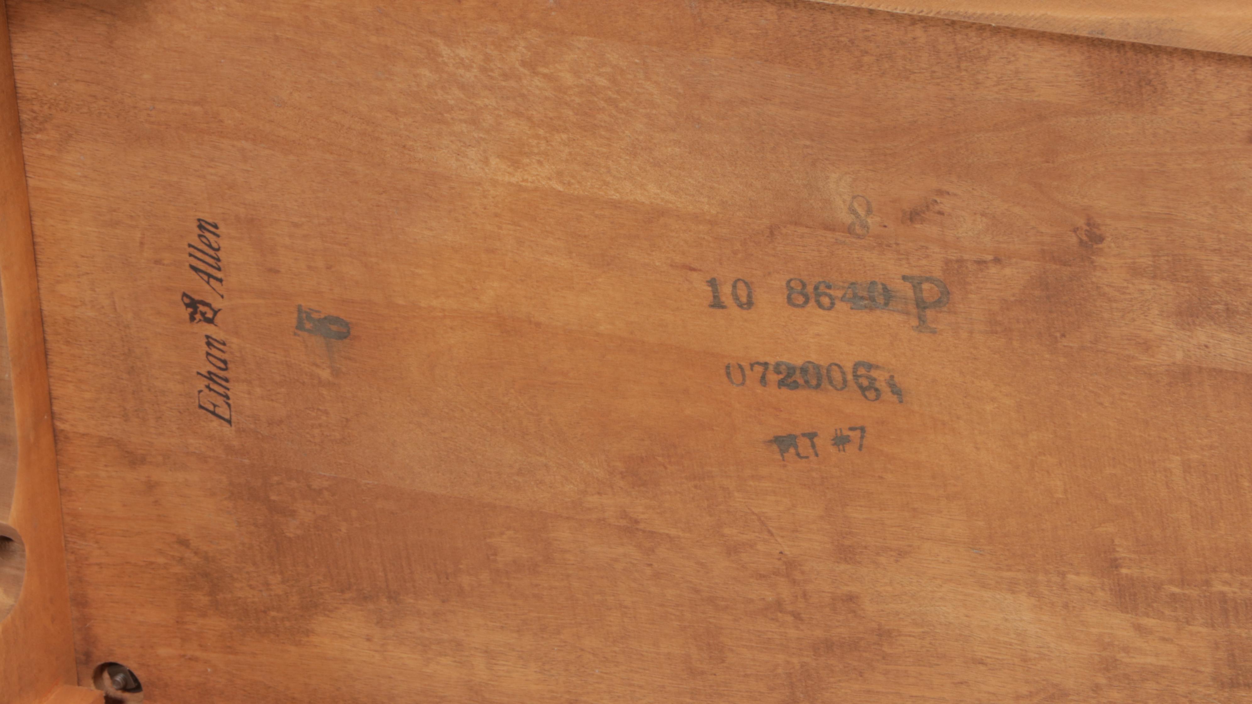 Ethan Allen Chippendale Style Maple and Laminate Top Coffee Table and Side Table