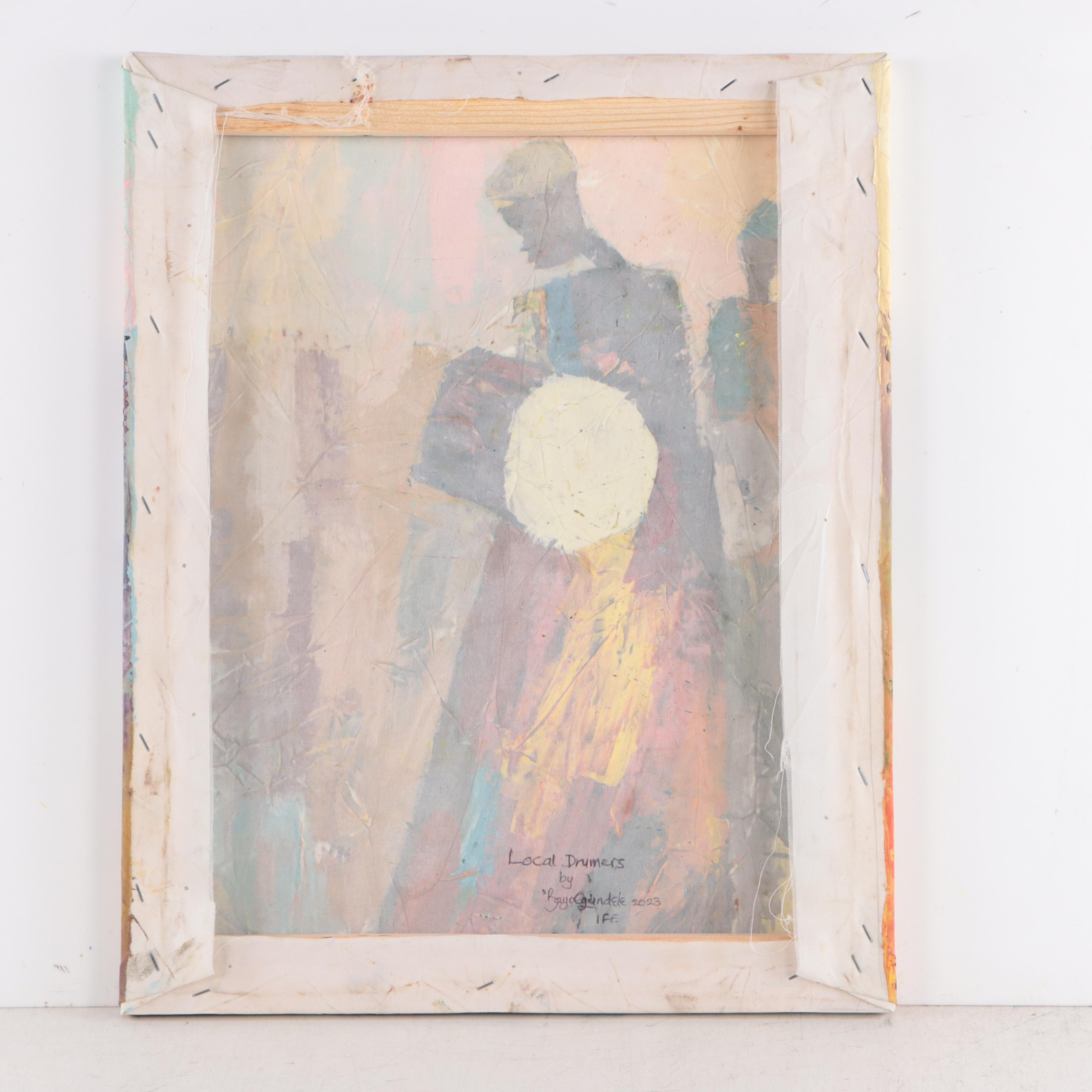 Bayo Ogundele Oil Painting "Local Drummers," 2023