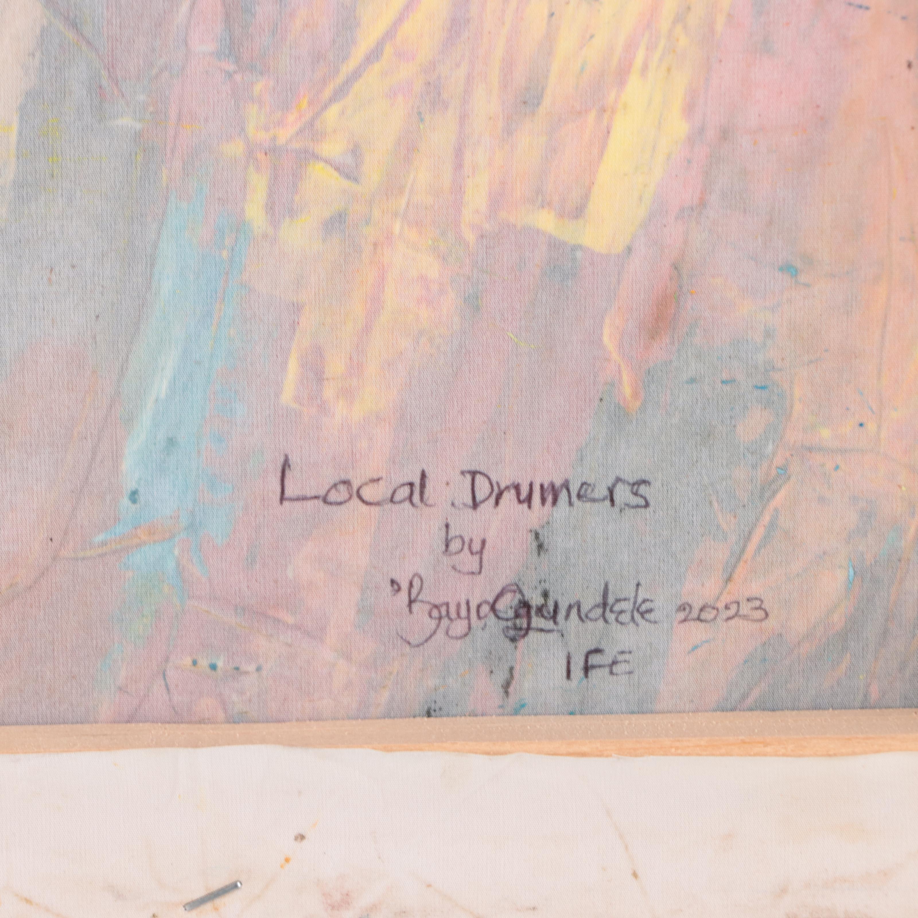 Bayo Ogundele Oil Painting "Local Drummers," 2023