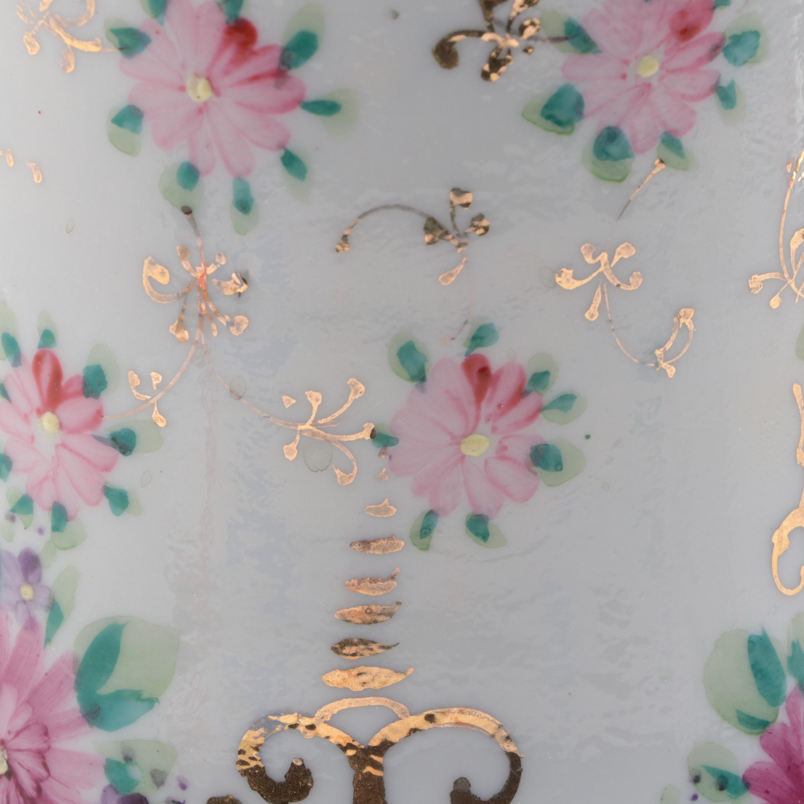 Rococo Style Gilt Accented Hand-Painted Porcelain Pitcher, Early 20th Century