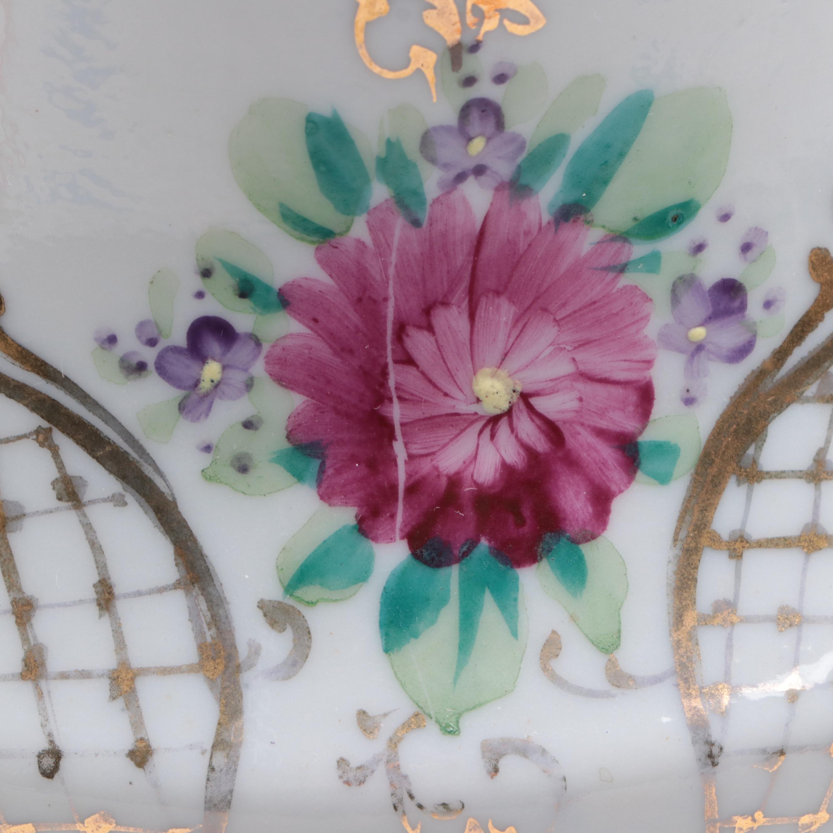 Rococo Style Gilt Accented Hand-Painted Porcelain Pitcher, Early 20th Century