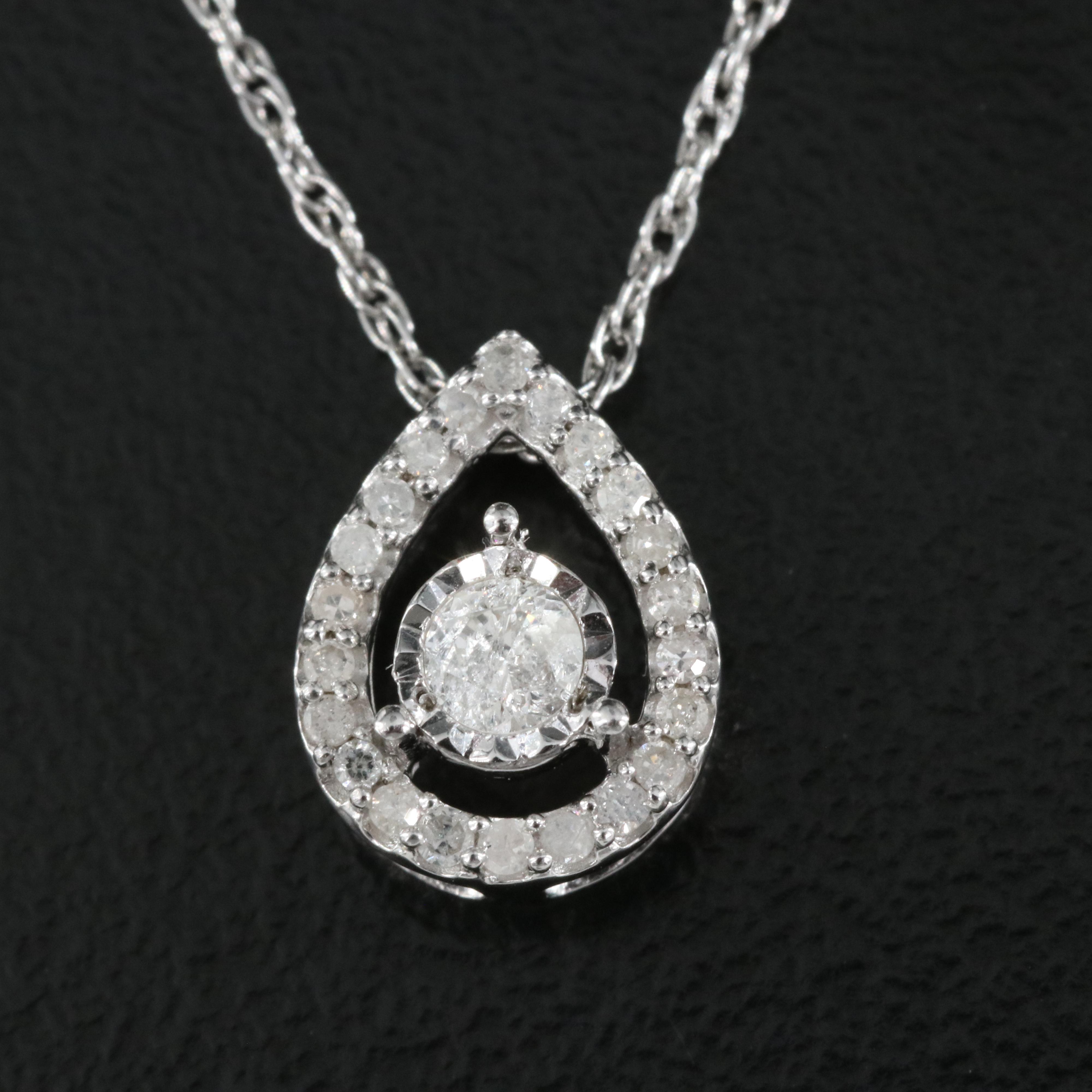 Sterling Diamond Pendant Necklace