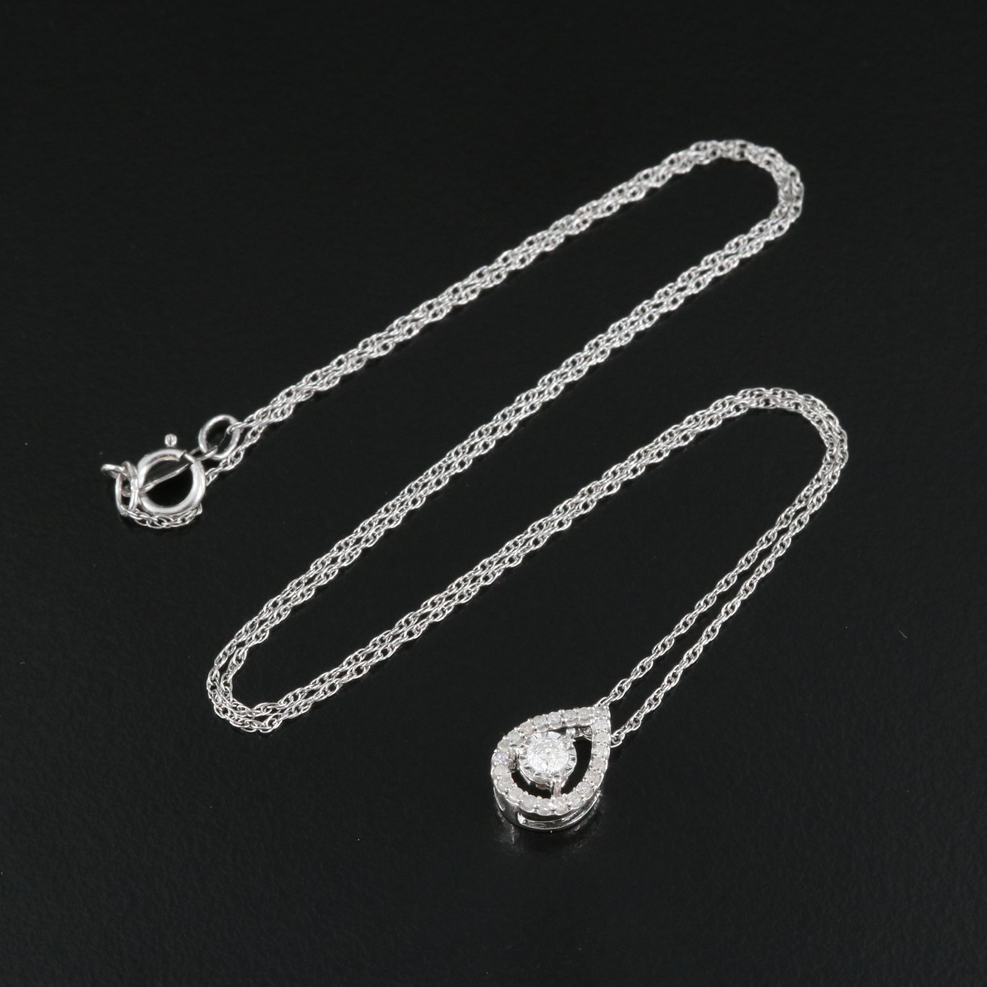 Sterling Diamond Pendant Necklace