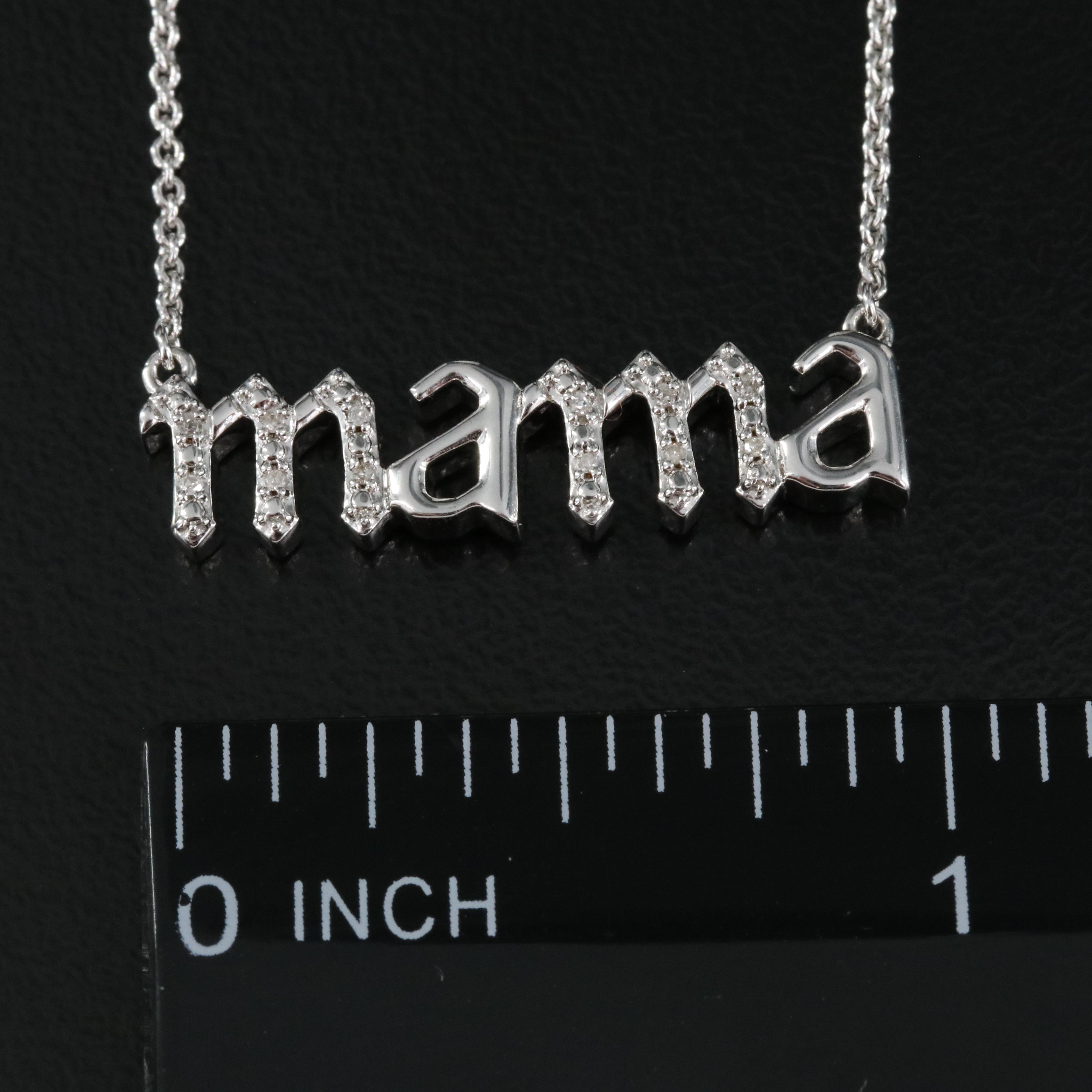 Sterling Diamond "mama" Necklace