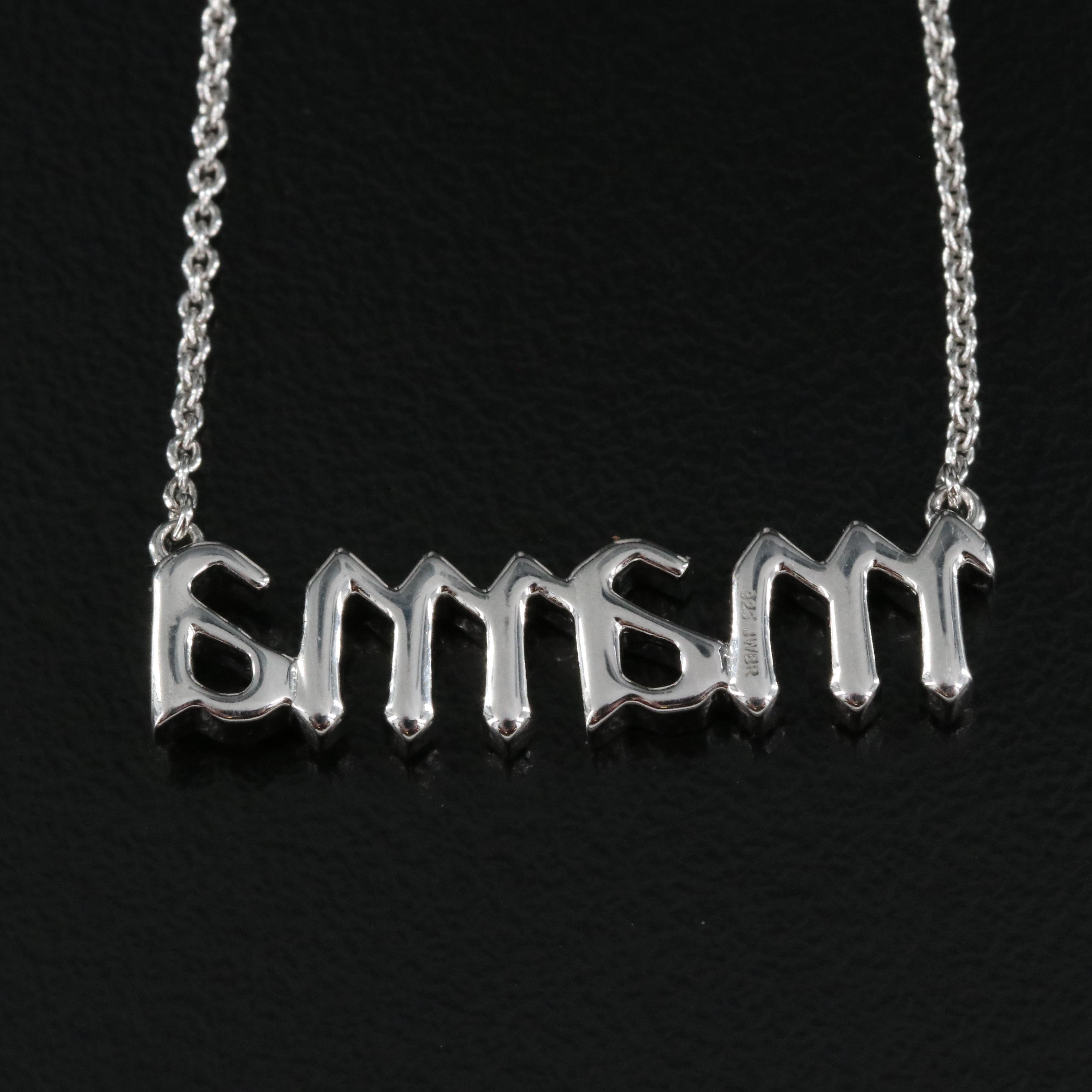 Sterling Diamond "mama" Necklace