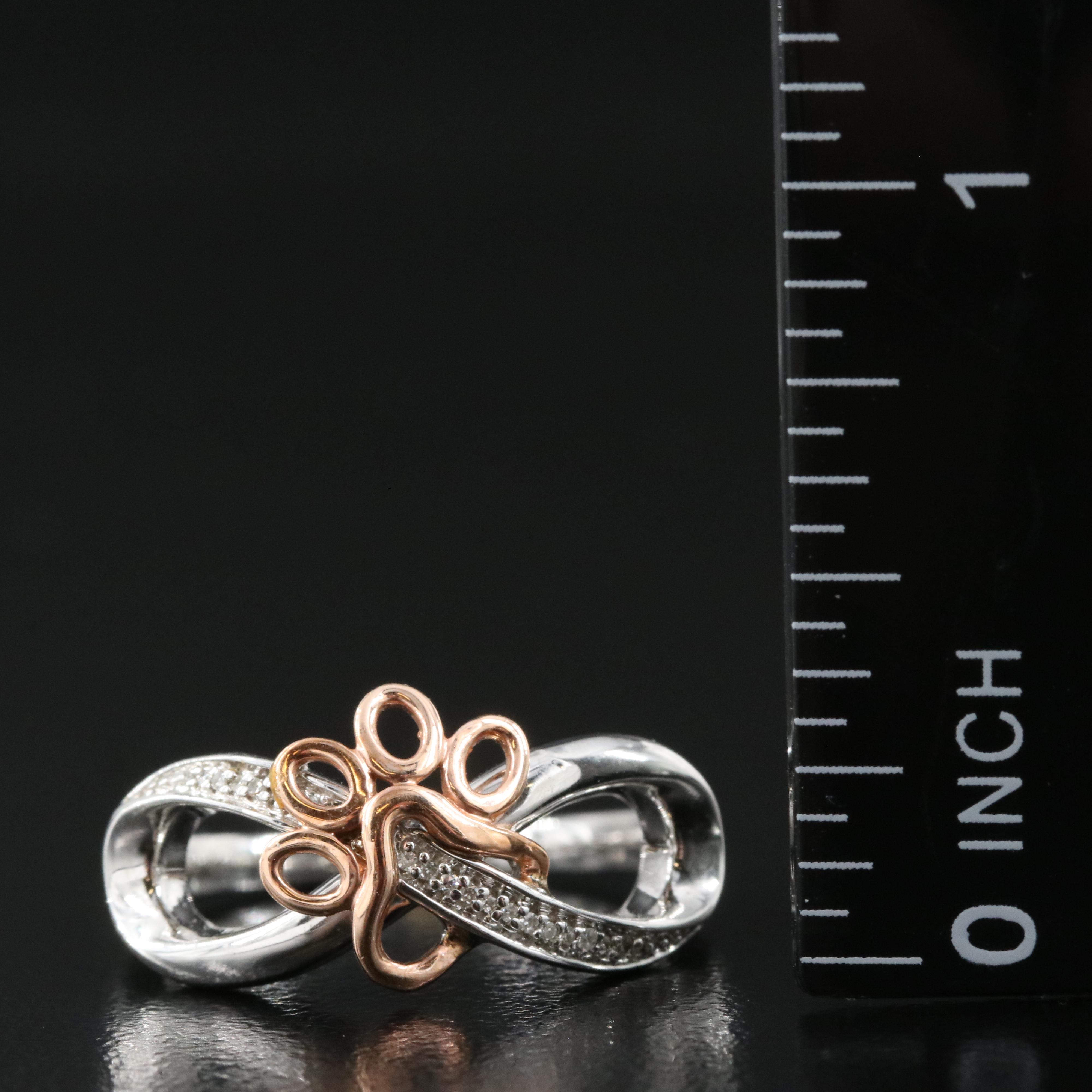 Sterling Diamond Infinity Paw Print Ring