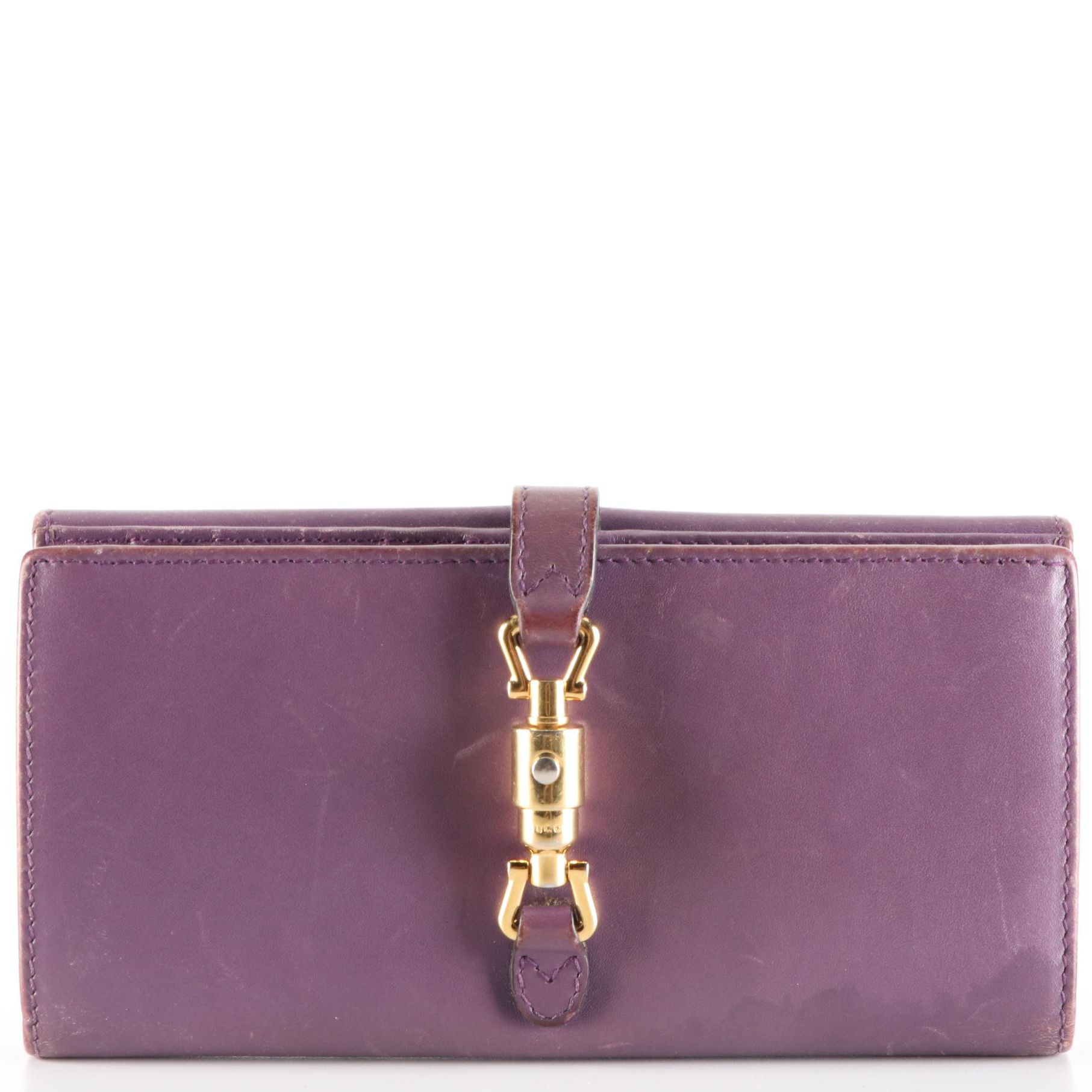 Gucci Jackie Piston Clasp Wallet in Leather with Box