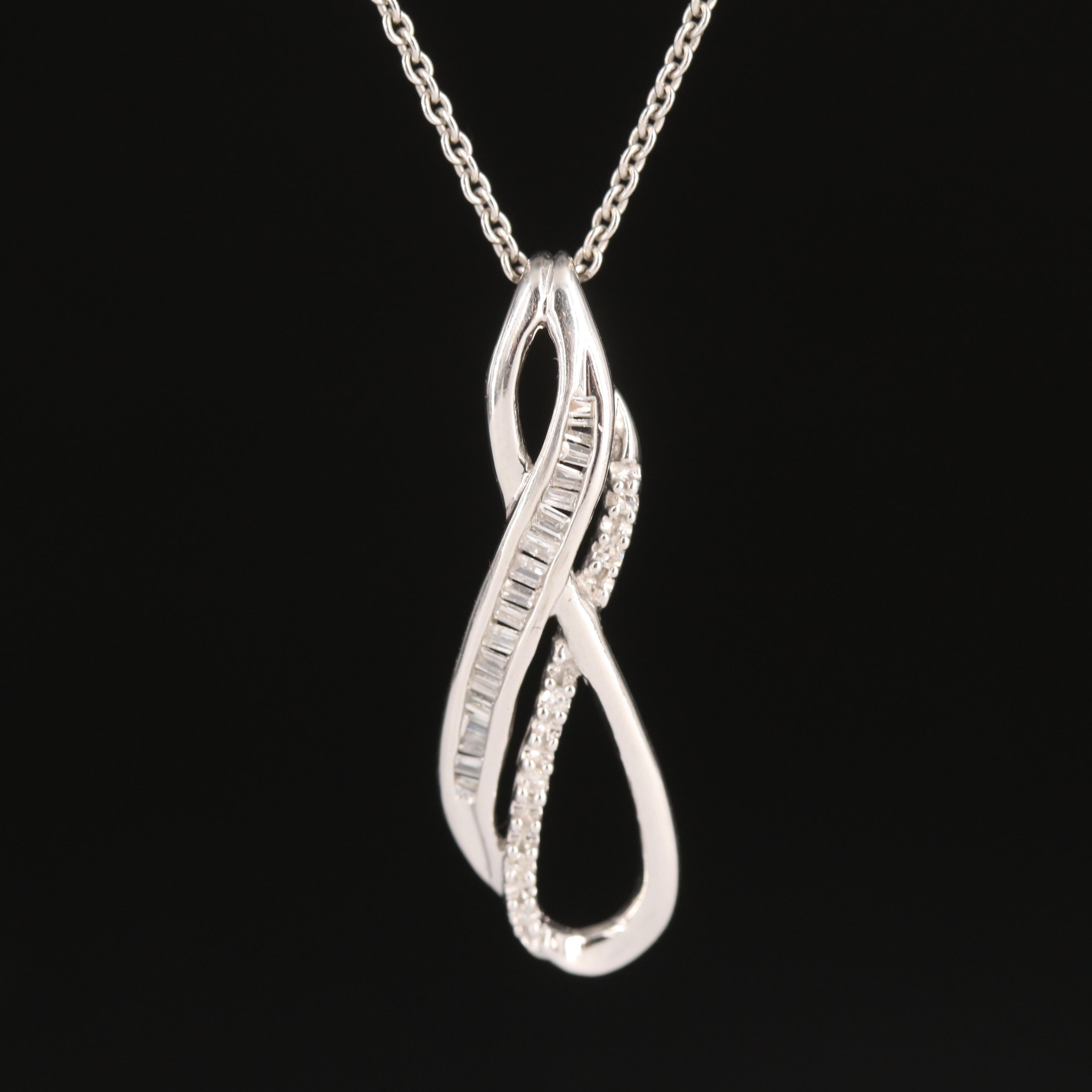 Sterling Diamond Infinity Pendant Necklace