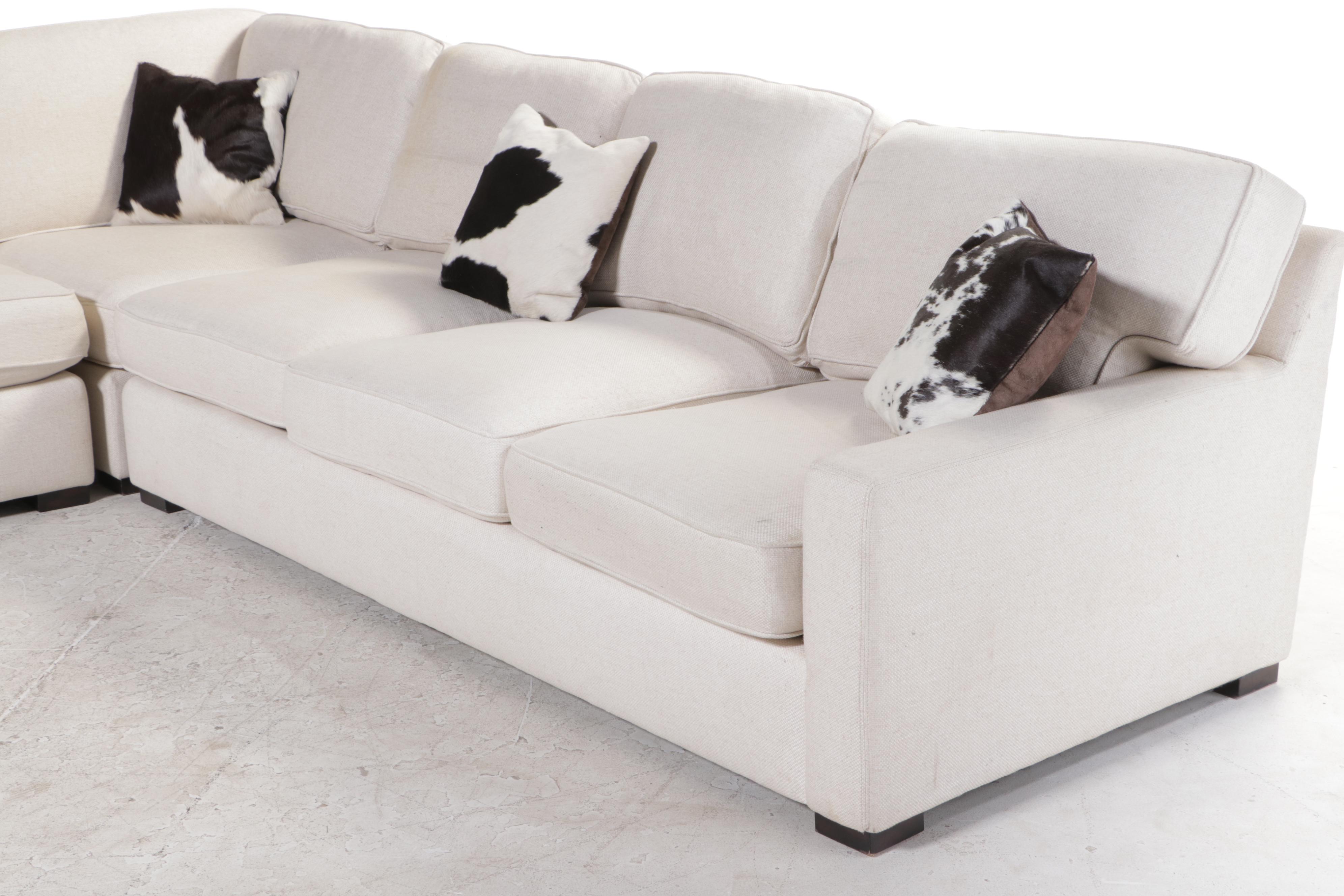 Frontgate Upholstered Sectional Sofa with Throw Pillows