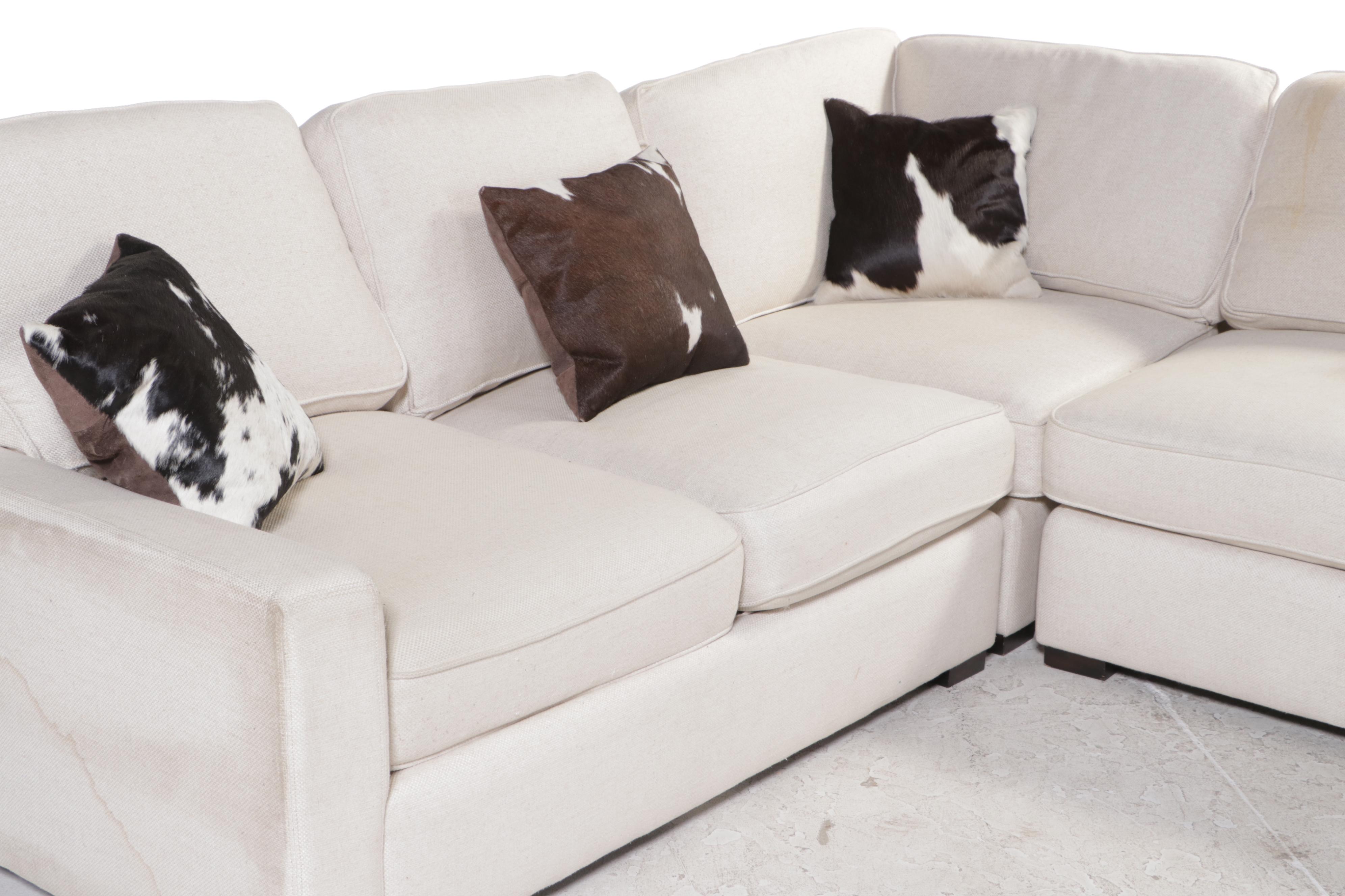 Frontgate Upholstered Sectional Sofa with Throw Pillows