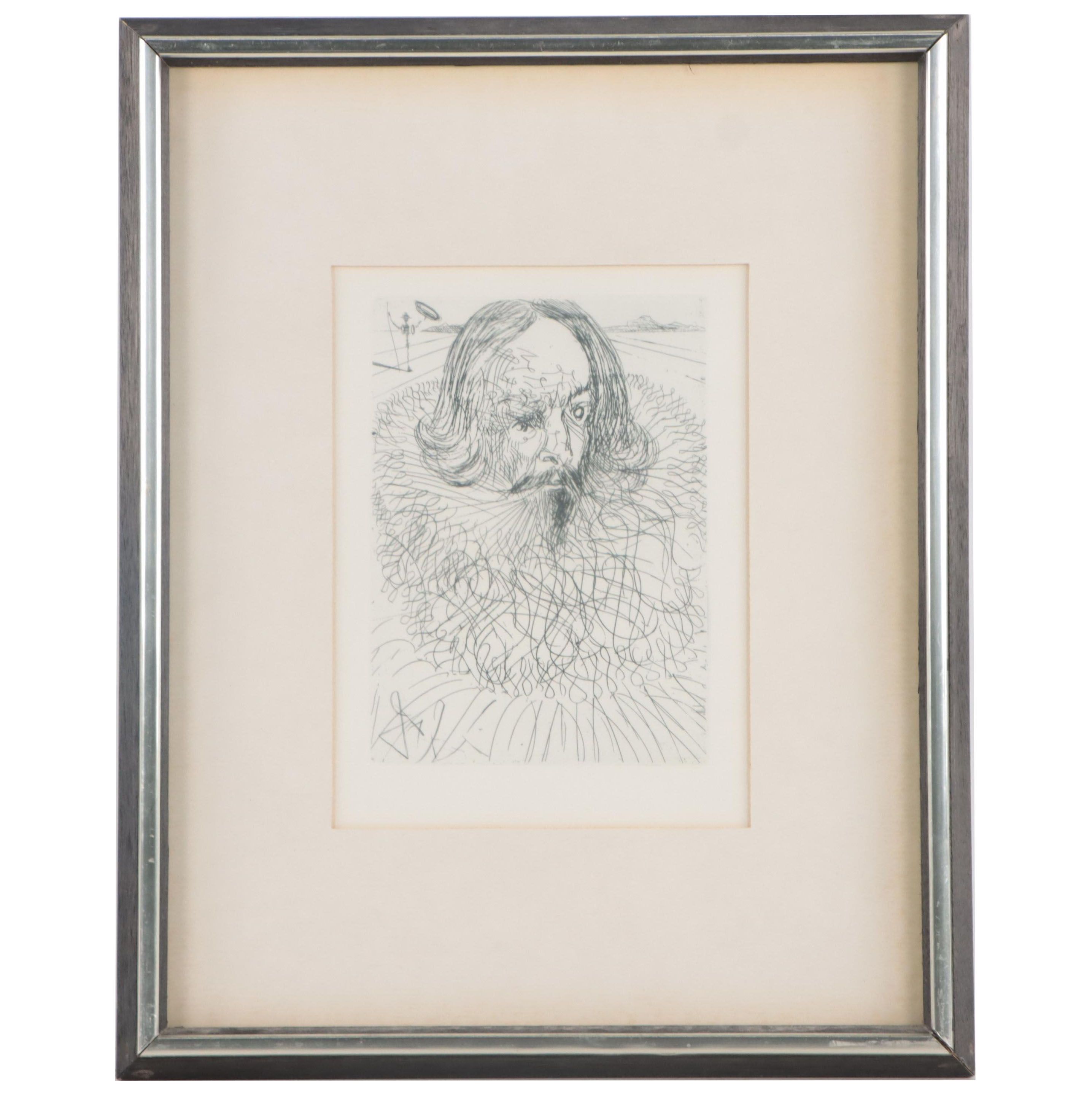 Salvador Dalí Restrike Etching "Cervantes"