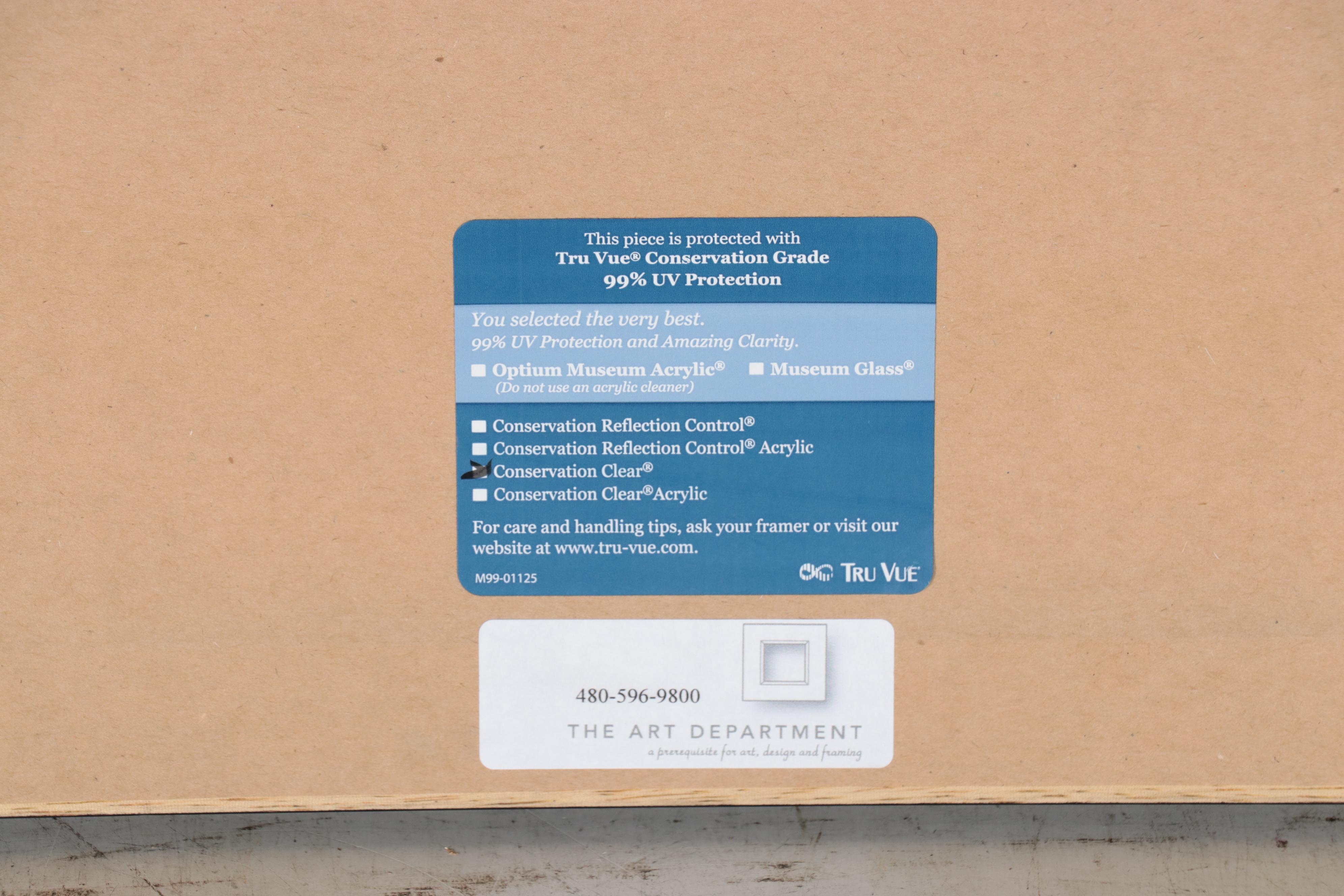 Native American Mixed Media Ledger Drawing of Hunting Buffalo, Late 20th Century