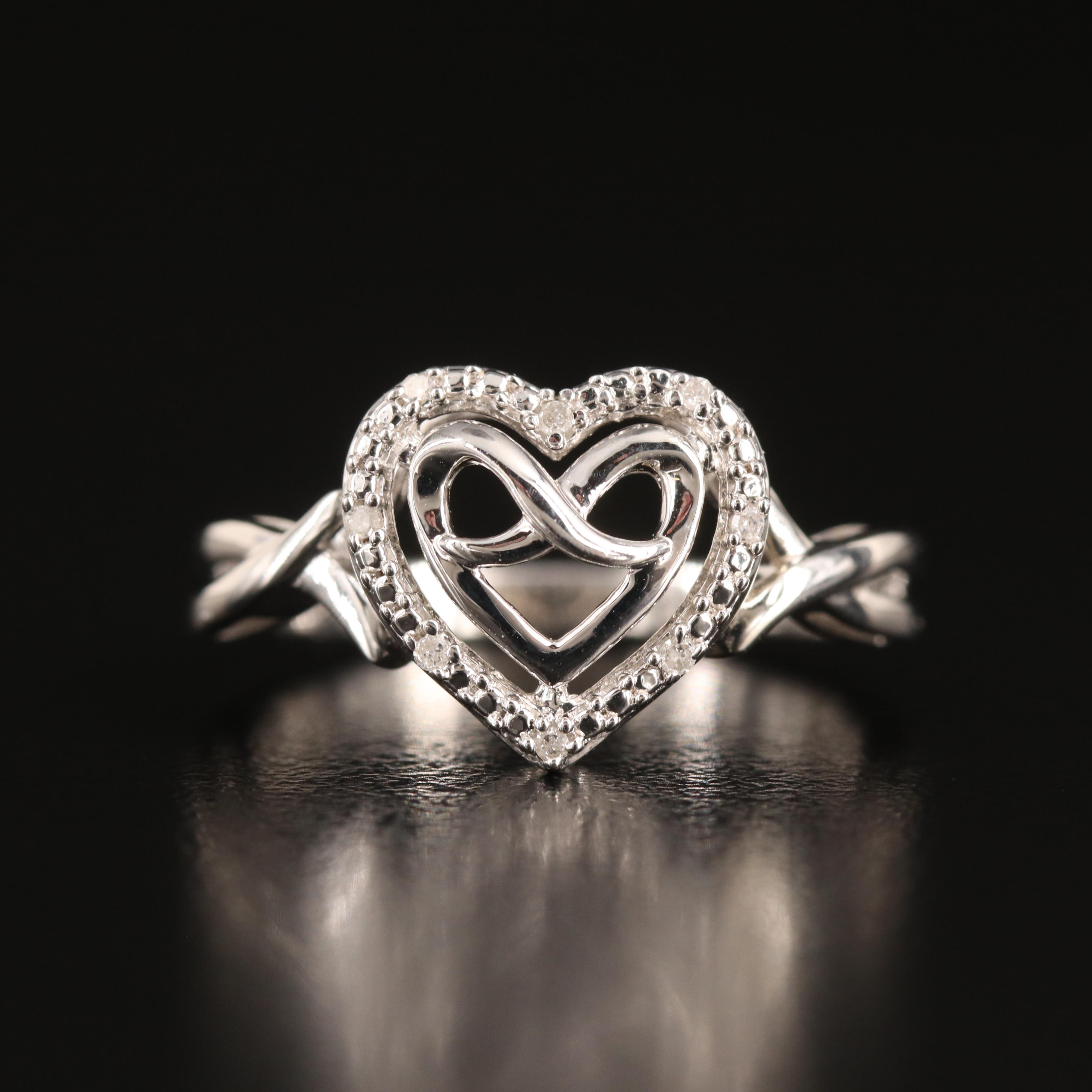 Sterling Diamond Infinity Heart Ring