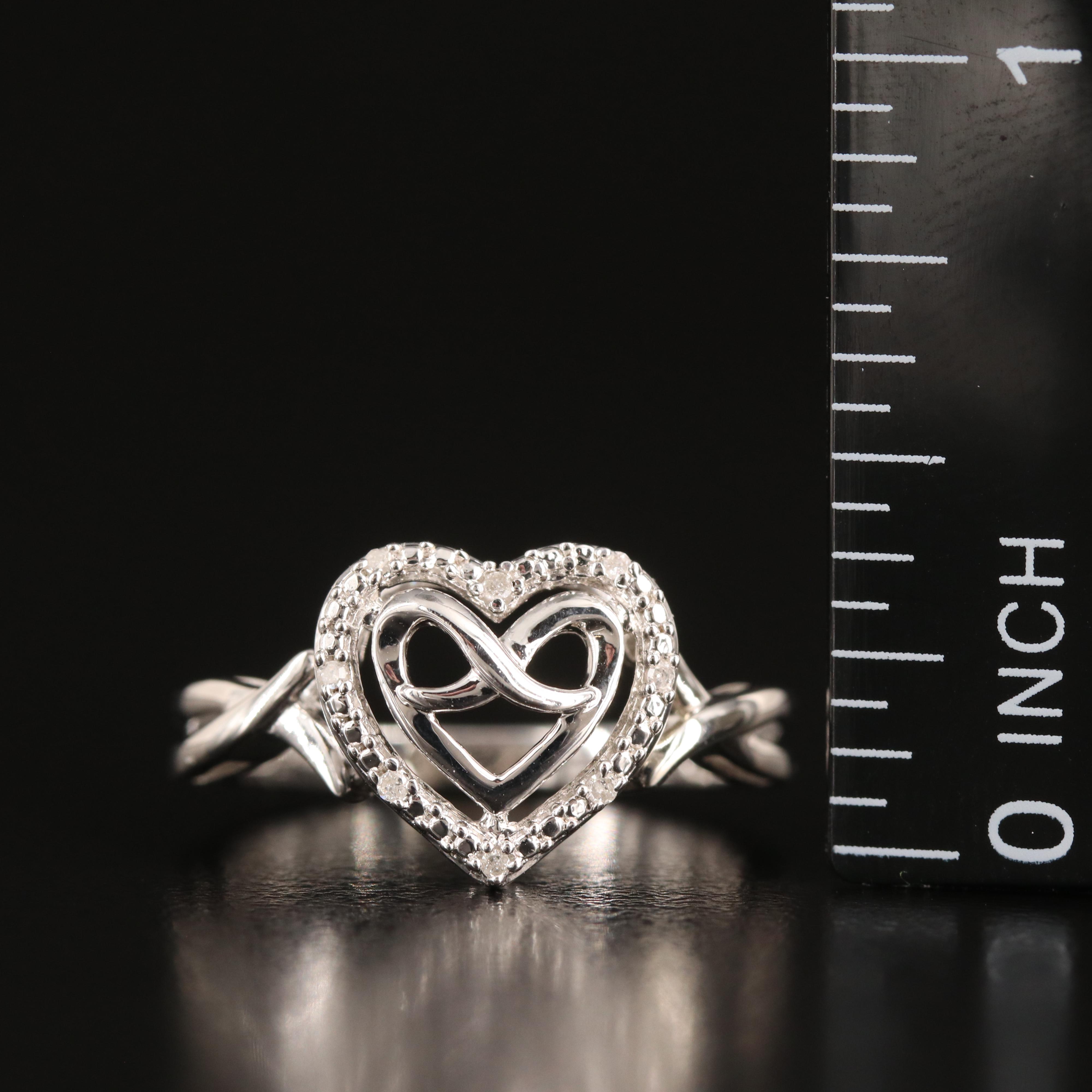 Sterling Diamond Infinity Heart Ring