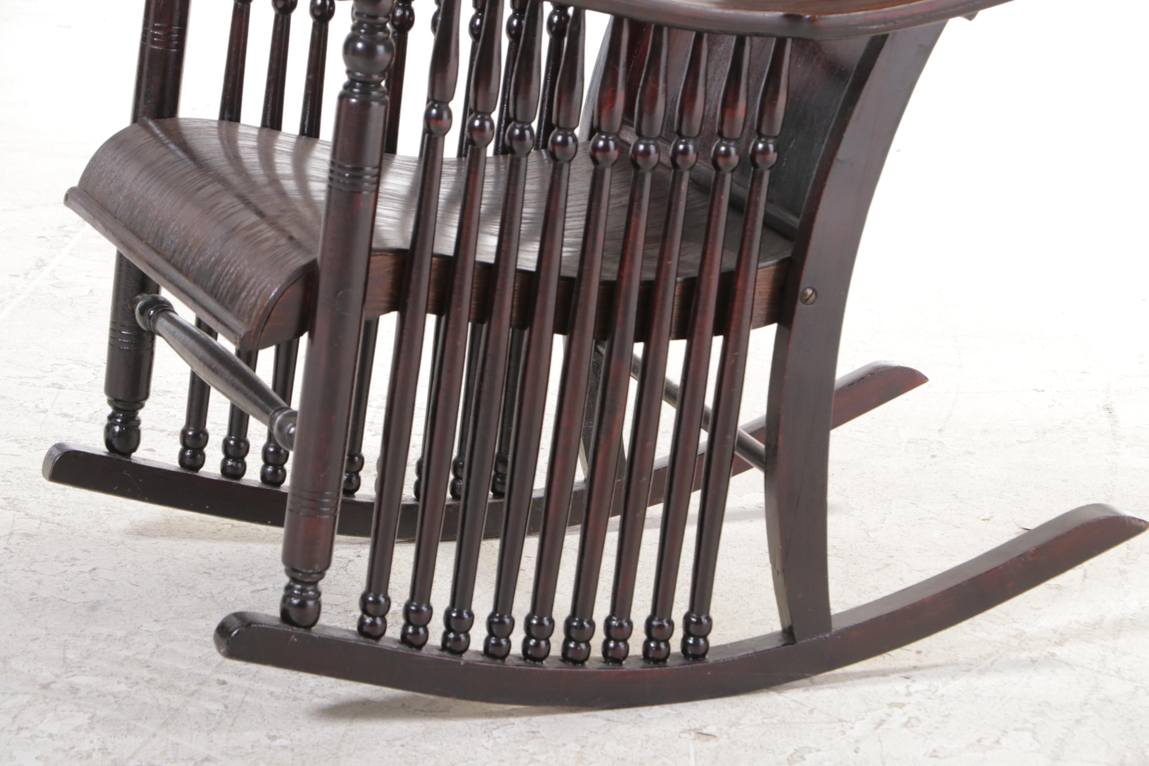 American Empire Revival Mahogany, Oak, and Birch Rocker, Early 20th ...