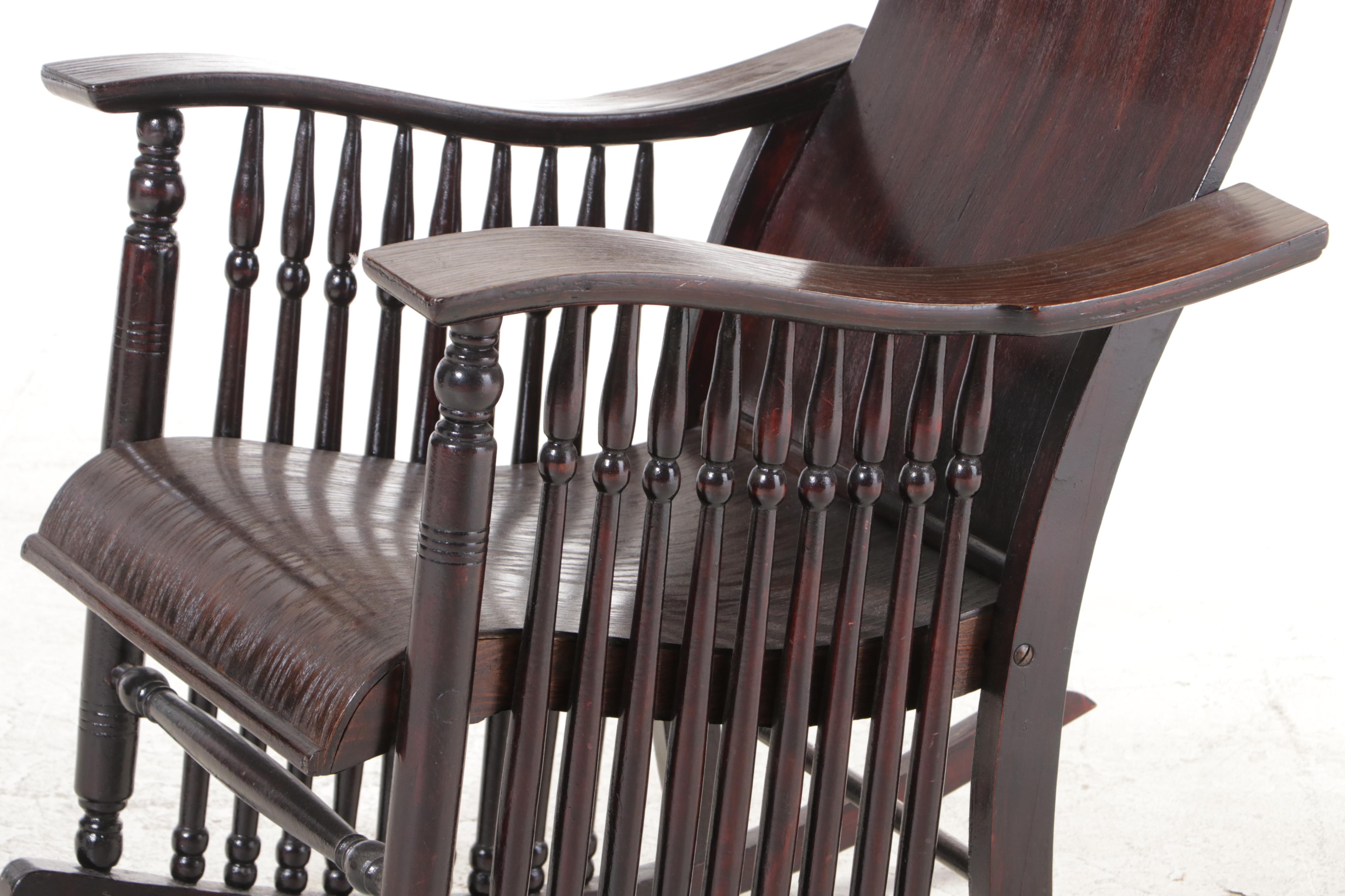 American Empire Revival Mahogany, Oak, and Birch Rocker, Early 20th ...