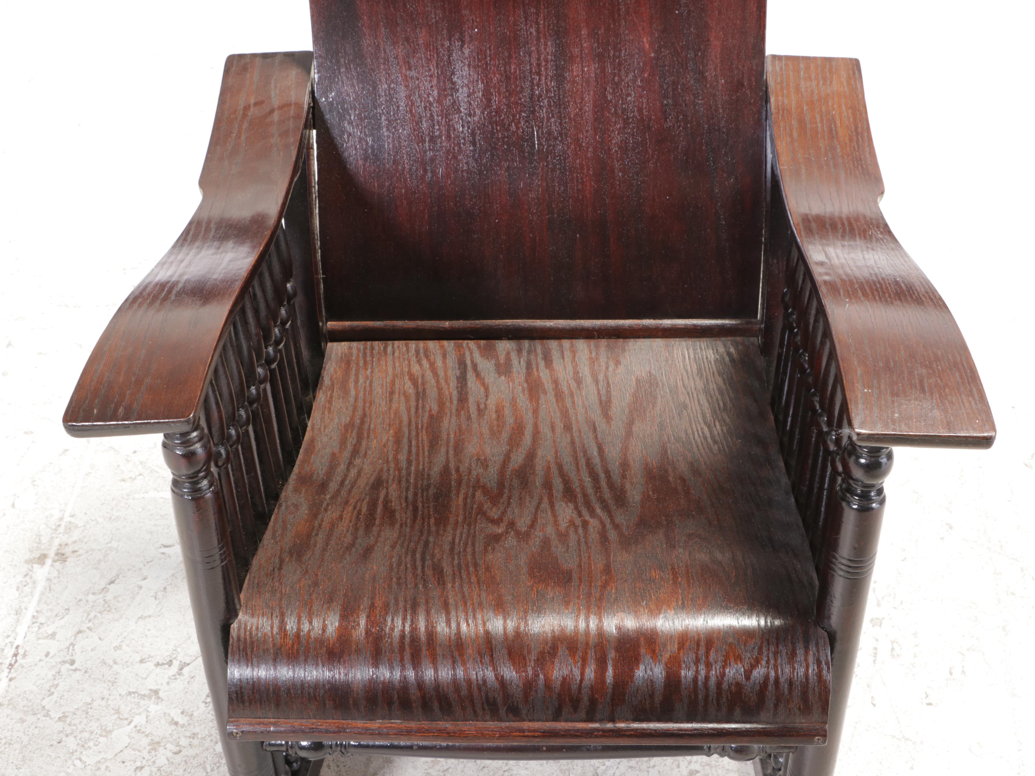 American Empire Revival Mahogany, Oak, and Birch Rocker, Early 20th Century