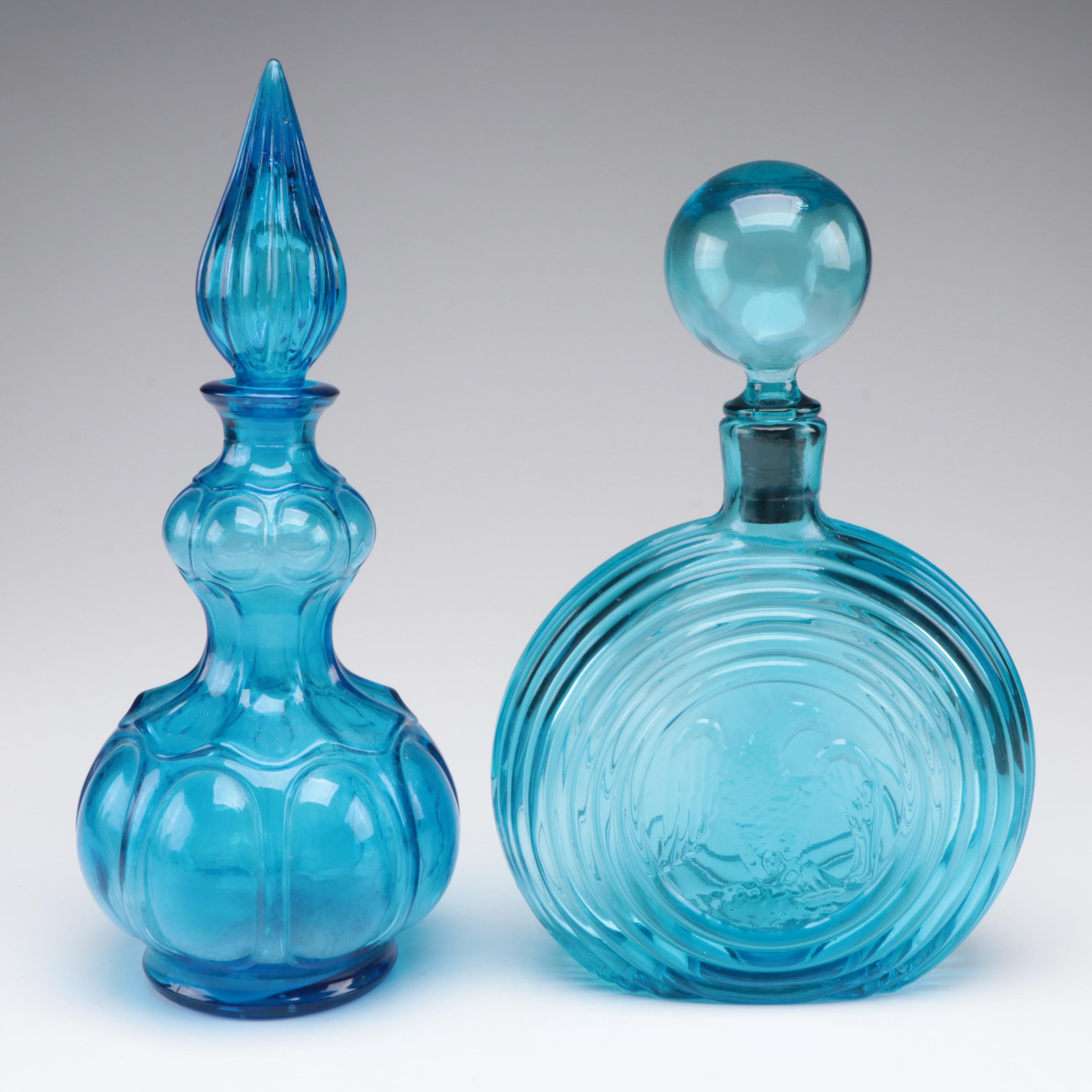 Empoli Glass Corset Style Genie Bottle with Embossed Eagle Decanter