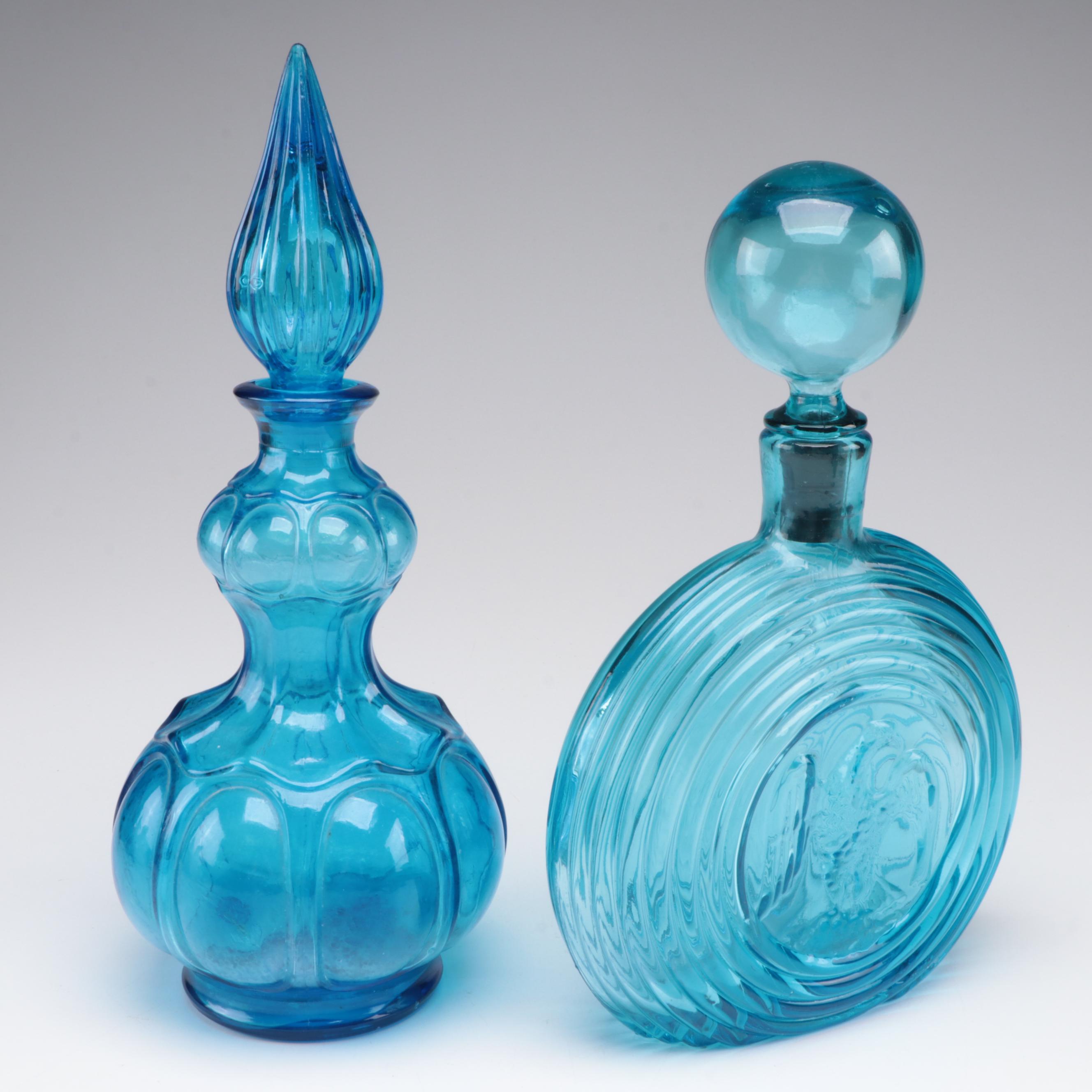Empoli Glass Corset Style Genie Bottle with Embossed Eagle Decanter