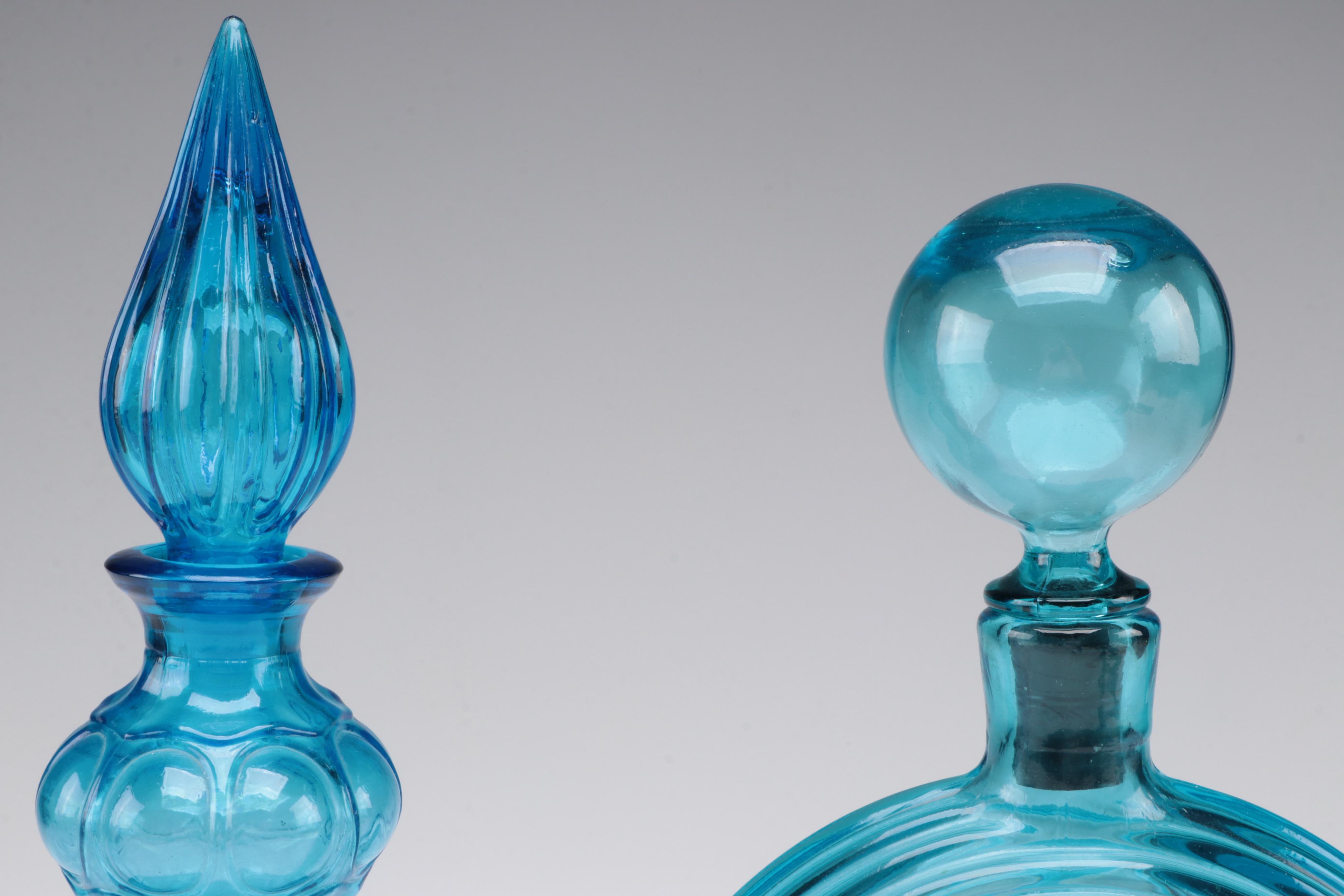 Empoli Glass Corset Style Genie Bottle with Embossed Eagle Decanter