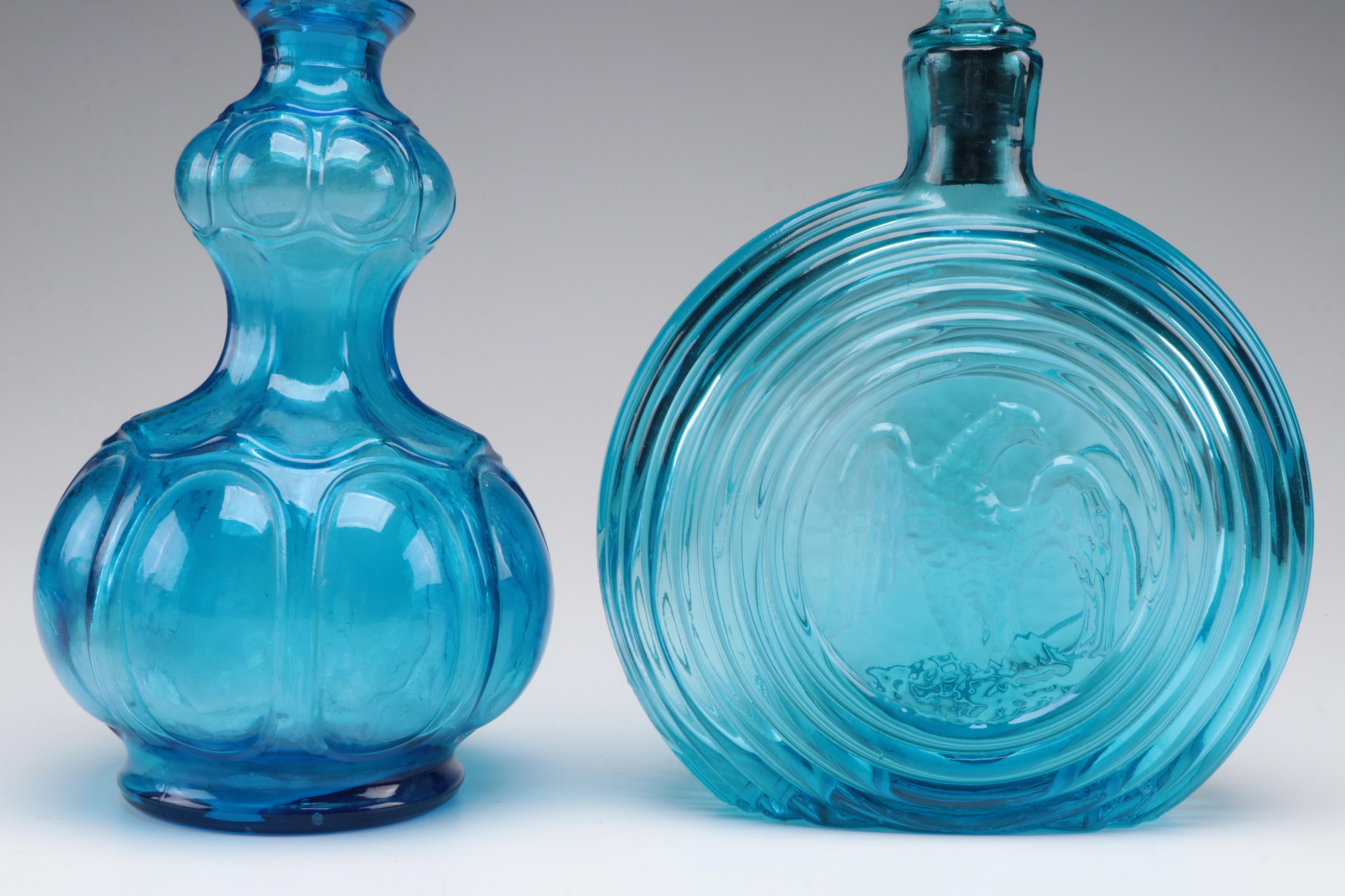 Empoli Glass Corset Style Genie Bottle with Embossed Eagle Decanter