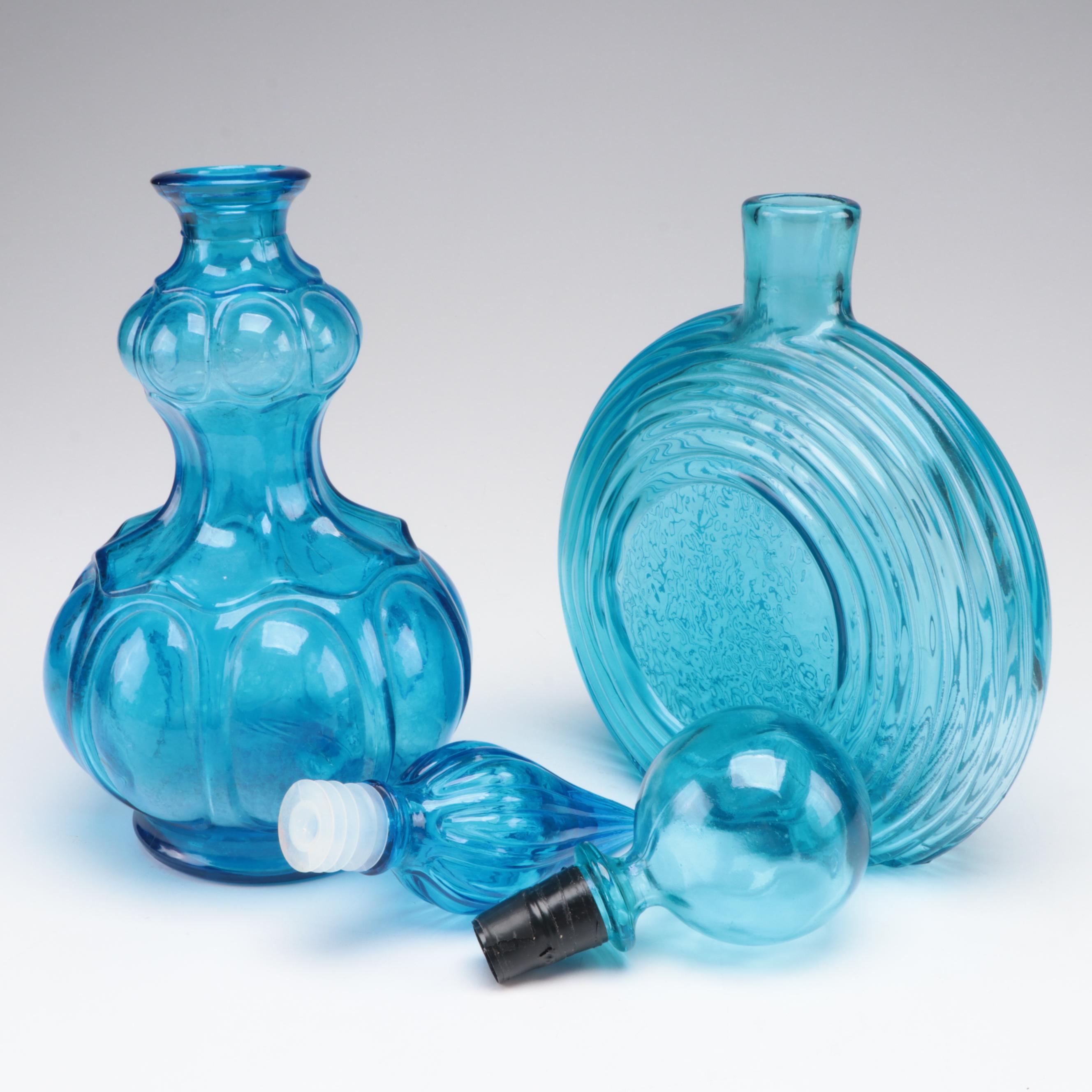 Empoli Glass Corset Style Genie Bottle with Embossed Eagle Decanter