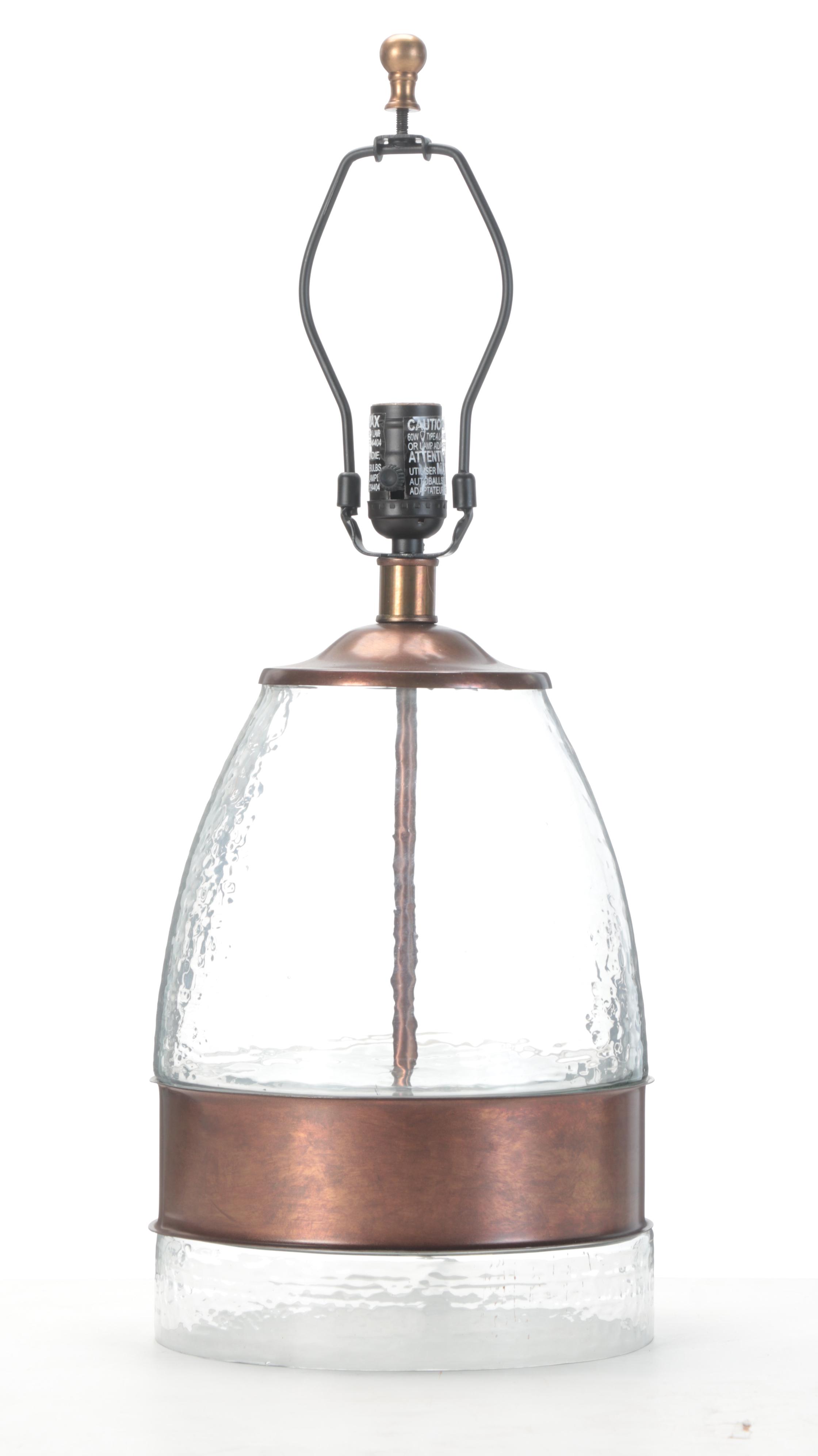 Pottery Barn "Bailey" Metal-Banded Glass Table Lamp