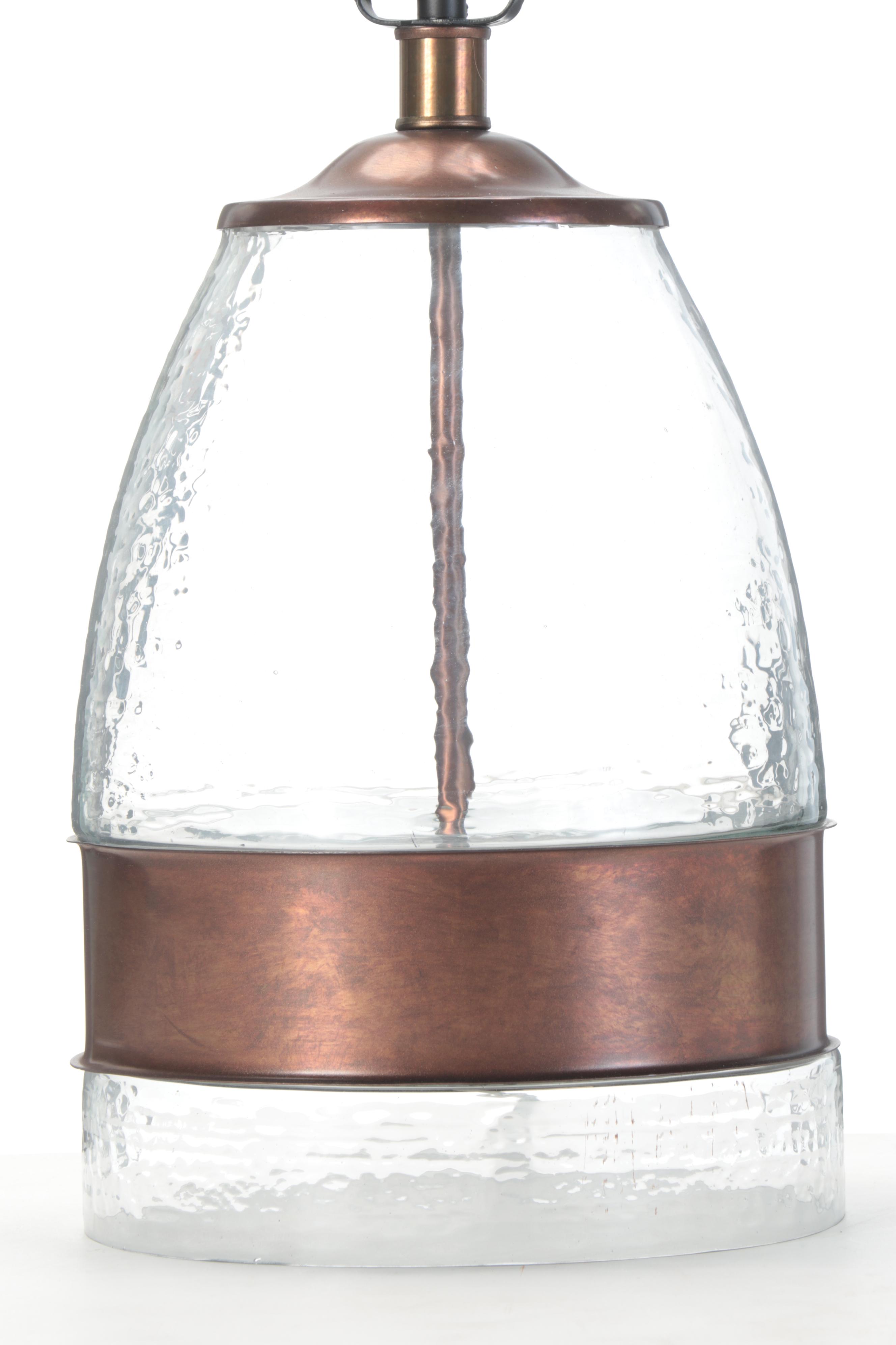 Pottery Barn "Bailey" Metal-Banded Glass Table Lamp