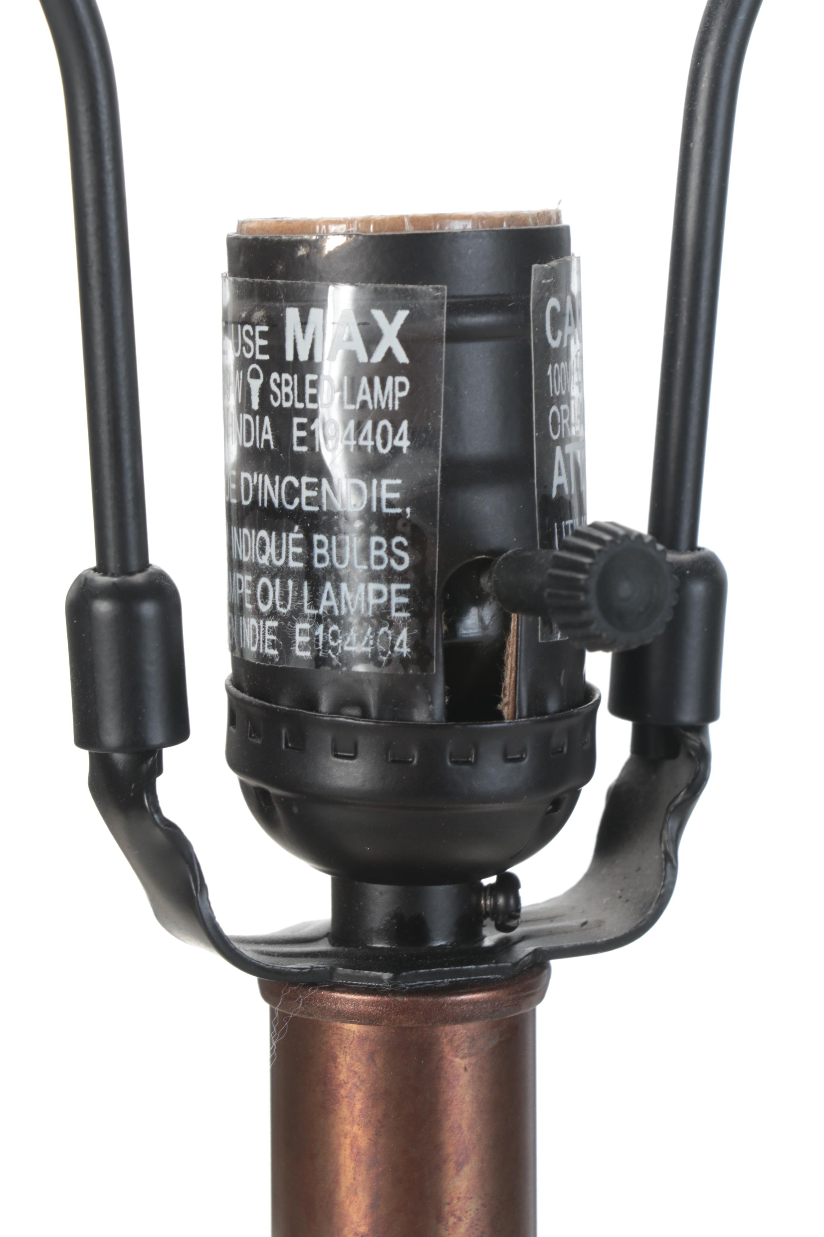 Pottery Barn "Tall Bailey" Metal-Banded Glass Table Lamp