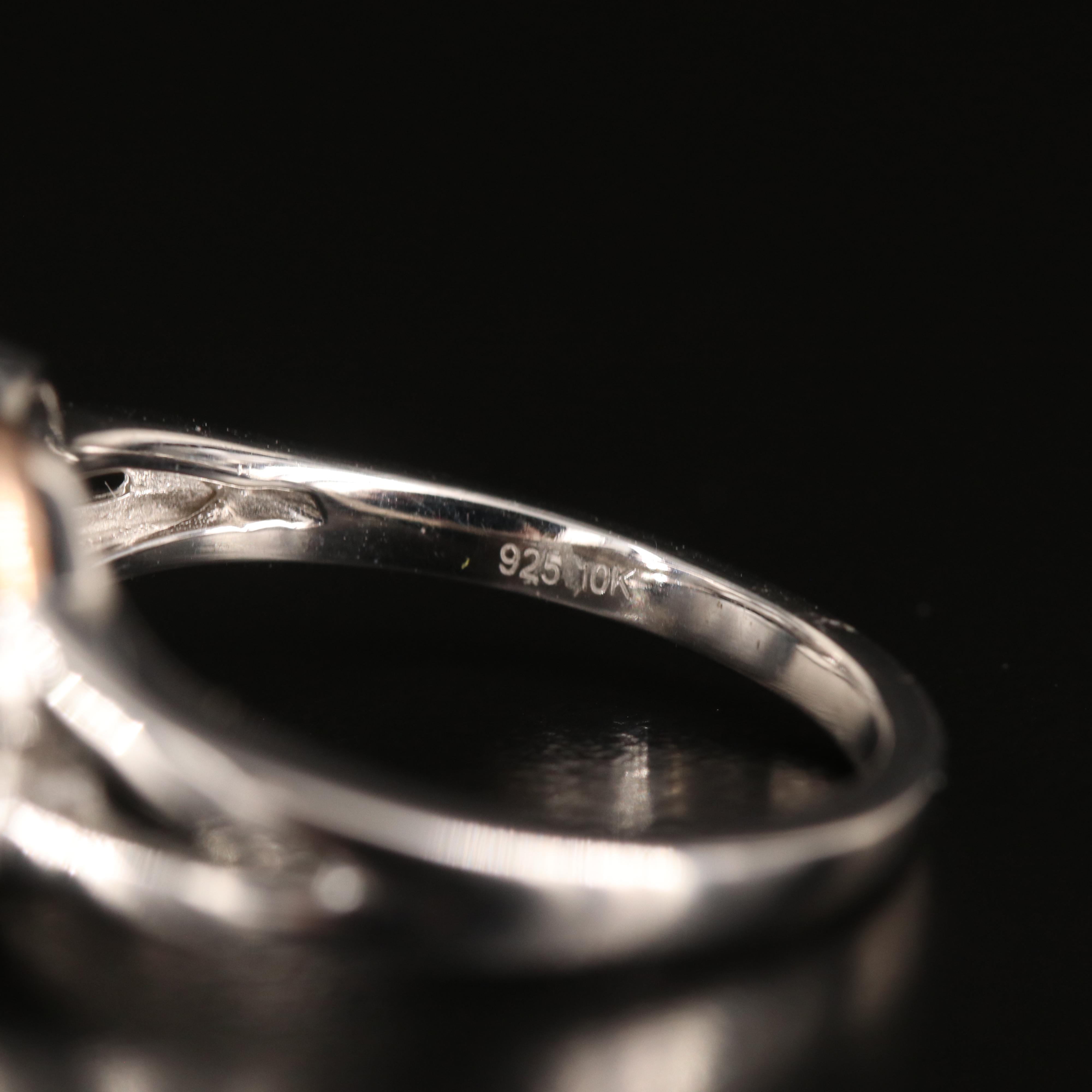 Sterling Diamond Heart and Paw Print Ring with 10K Rose Gold Accent