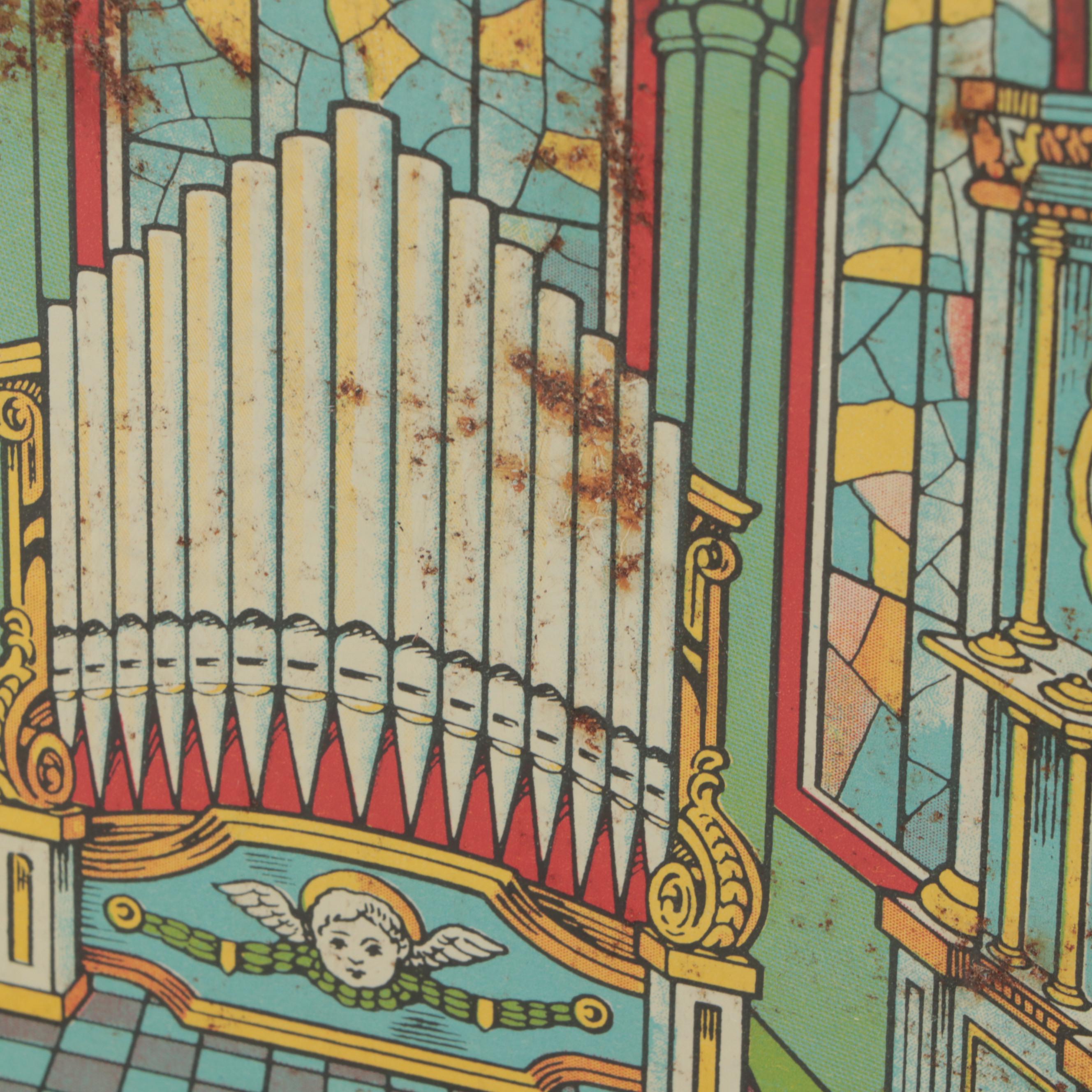 J. Chein Tin Lithograph Crank Handle Church Organ Toy